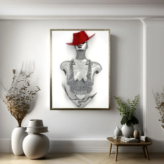 Croupier Woman Canvas Painting / Woman With Red Hat 3D Effect Painting / Love Couples Wall Decor - Y Canvas