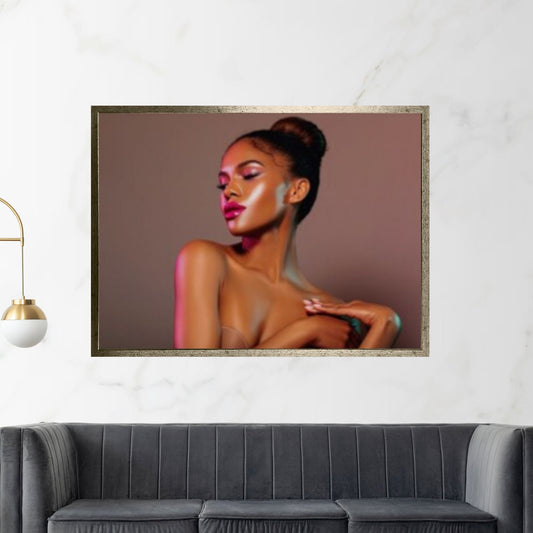 African Art Wall Decor, African Woman Makeup Wall Art, Abstract Canvas Art, Modern Wall Art - Y Canvas