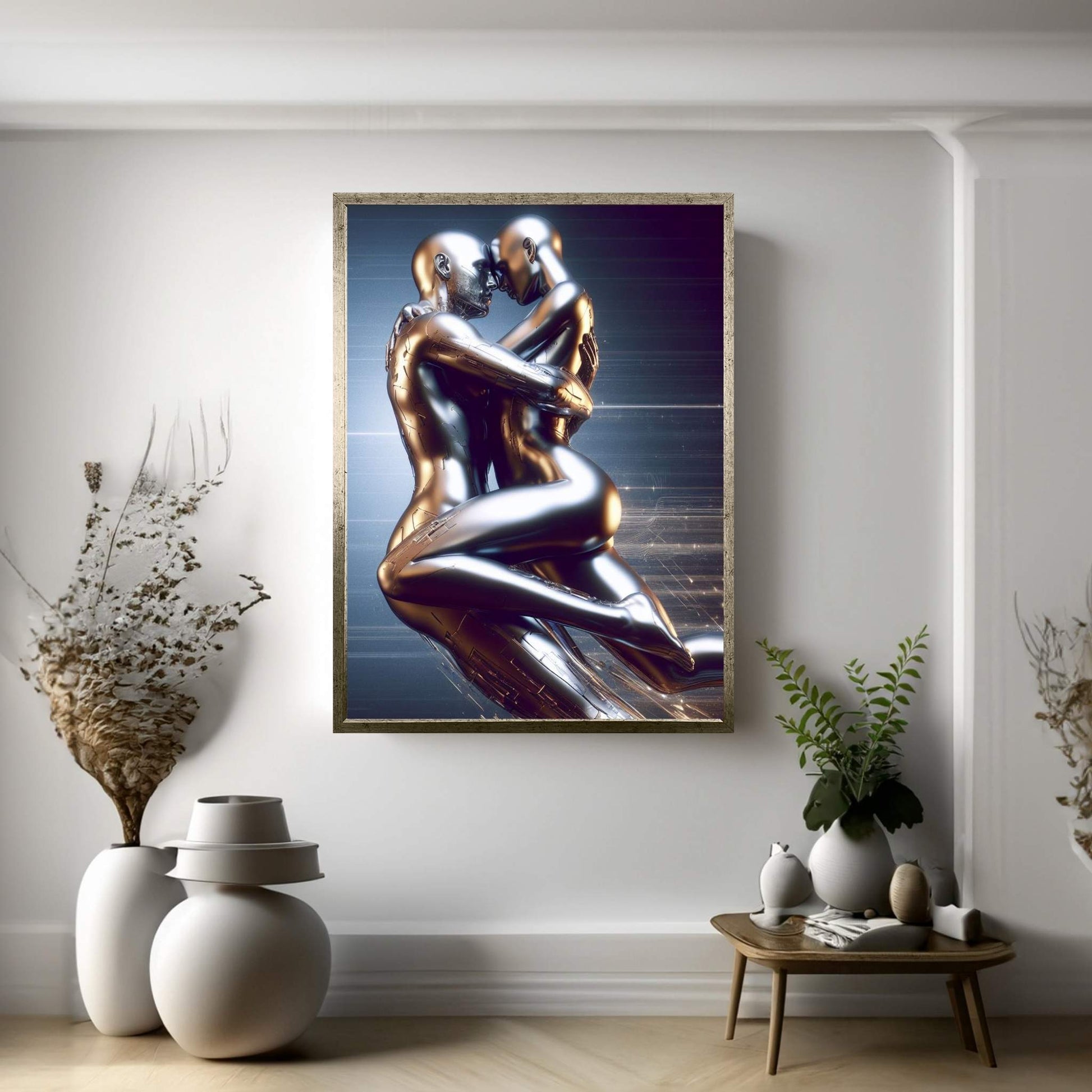 Metalic Love Couple Canvas Wall Art - Y Canvas