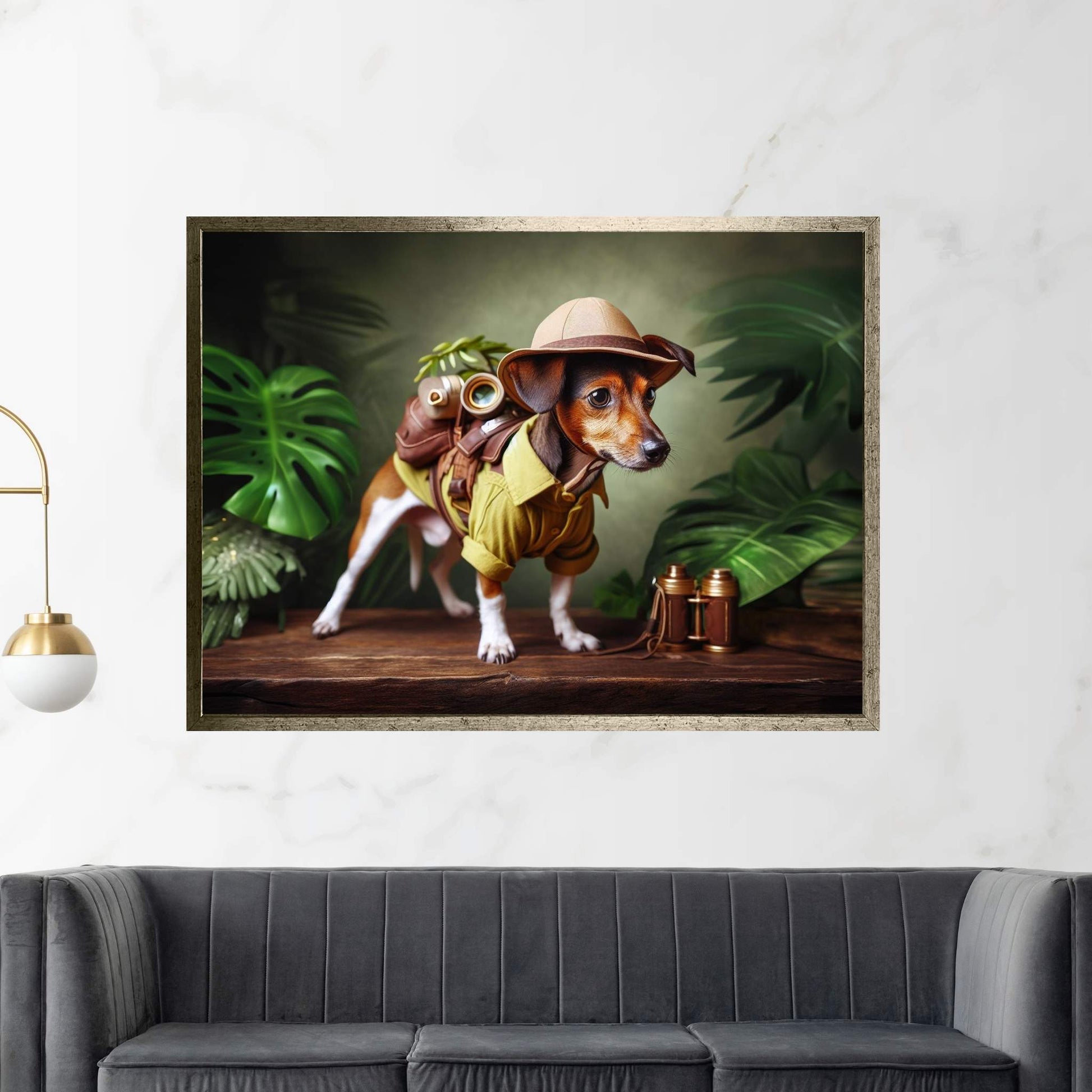 Adventurous Little Dog, Dog in the Forest Canvas Wall Art - Y Canvas