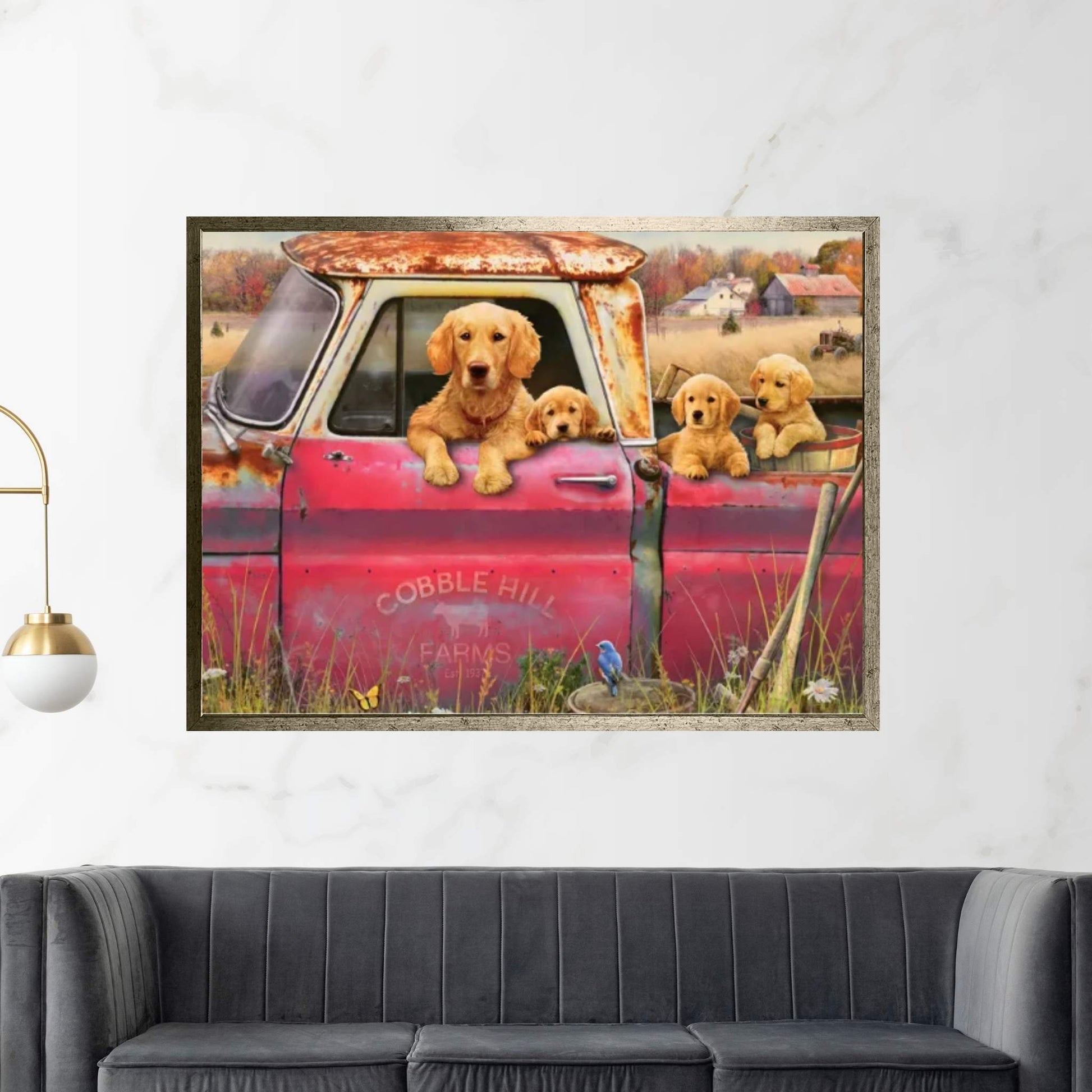 Goldens And Truck Canvas Wall Art - Y Canvas