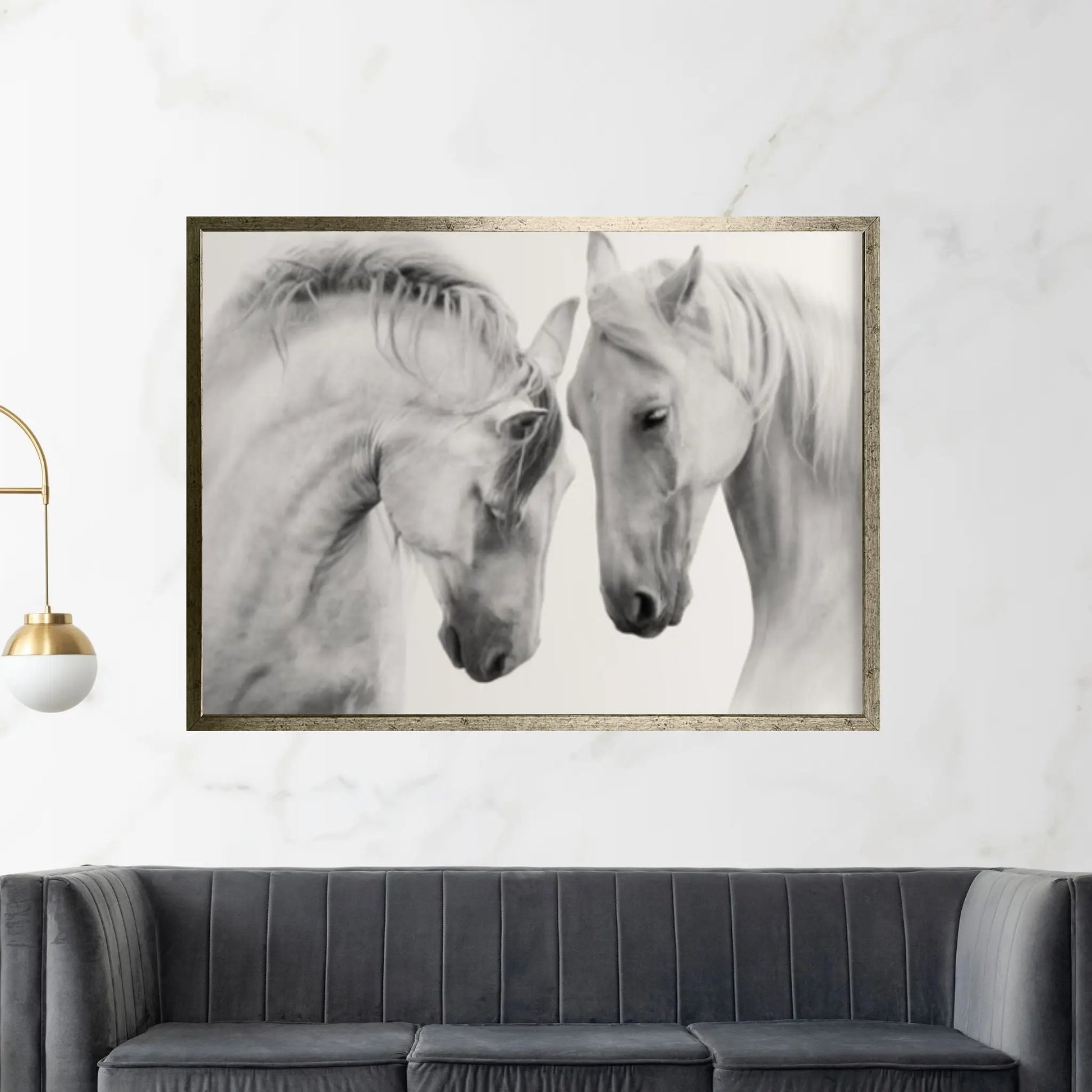 Horses Black White Canvas wall Art Home Decor - Y Canvas