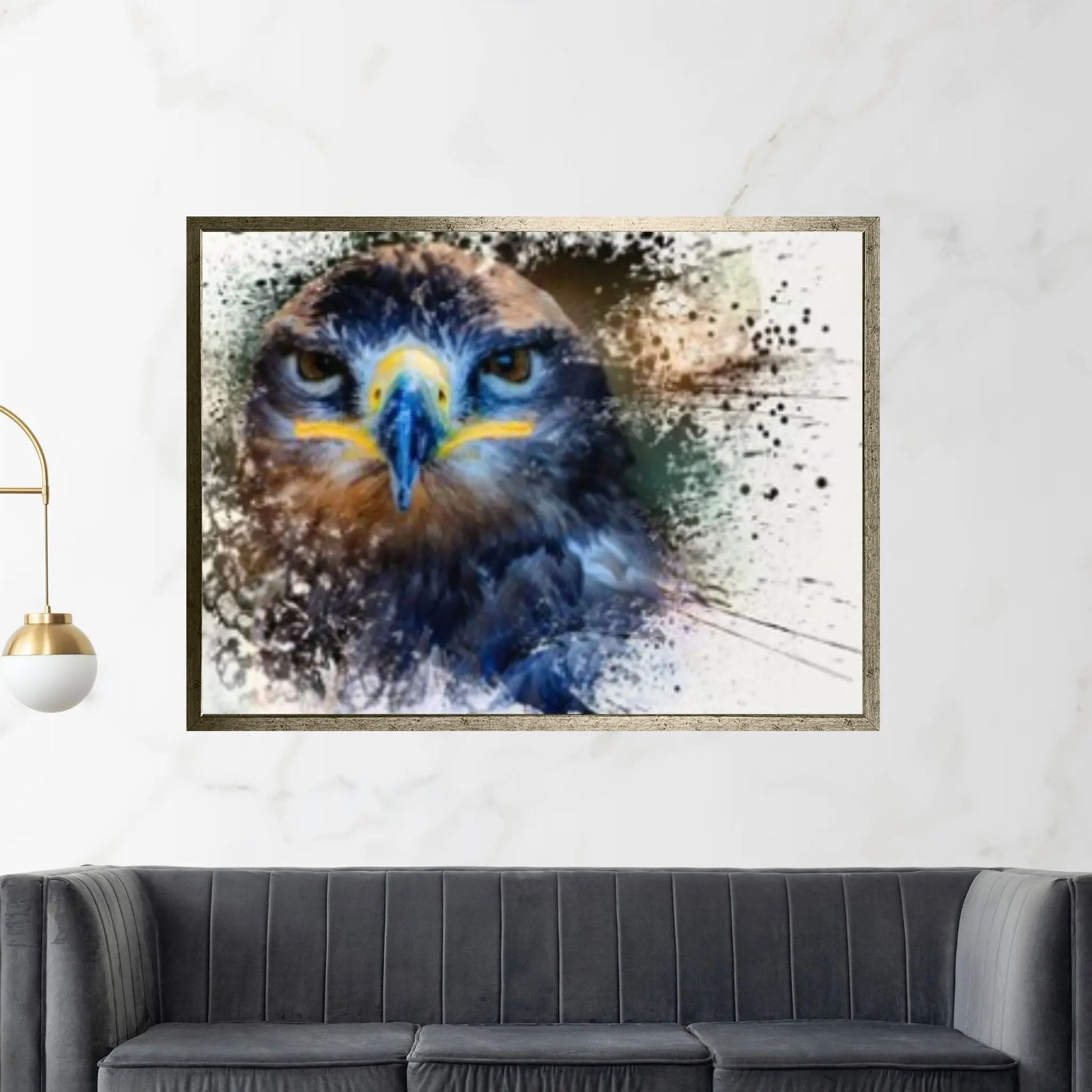 Colorful Hawk Head Drawing Effect Canvas Wall Art Poster Print, Animal Kingdom Poster,Hard-eyed Falcon Wall Decor - Y Canvas