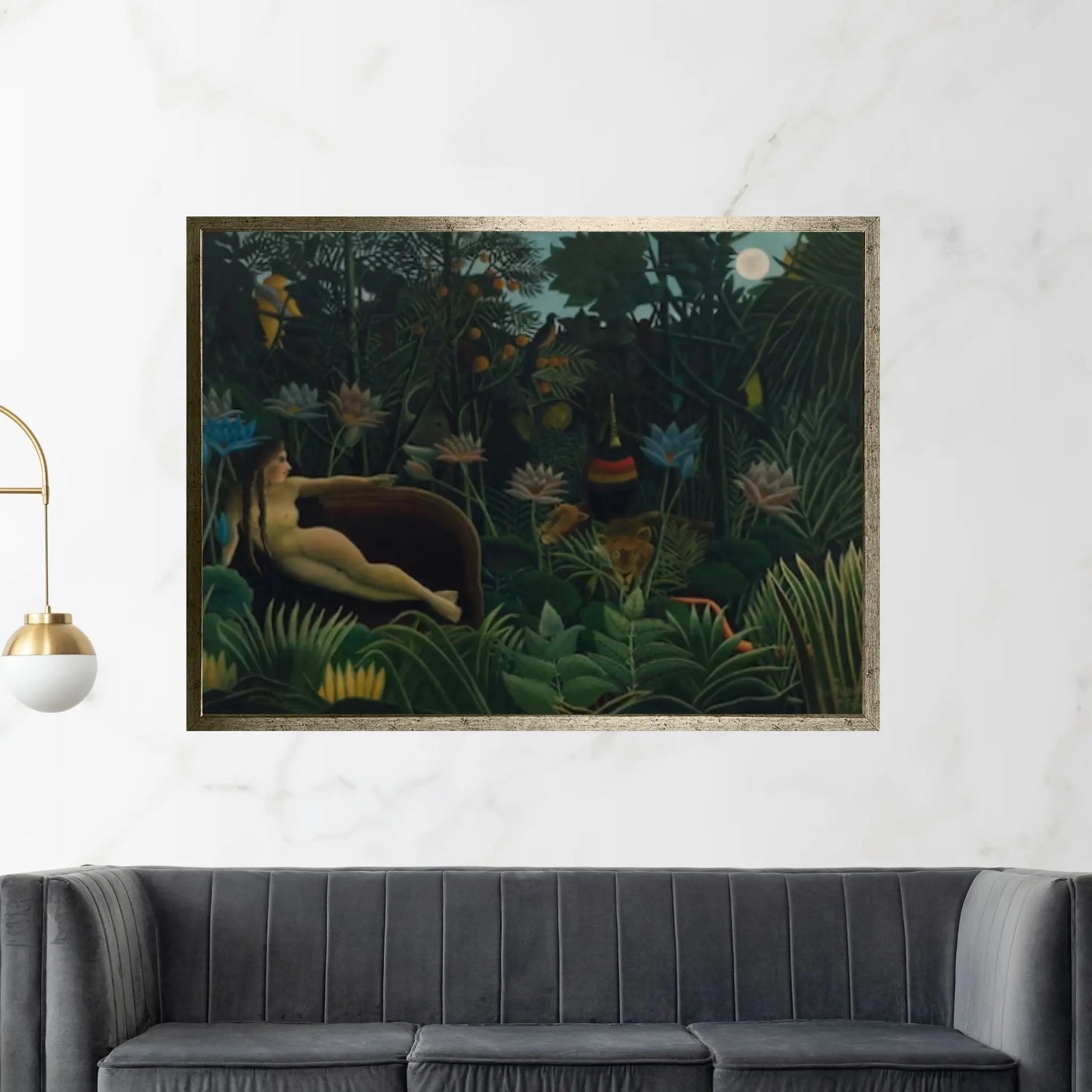 Henri Rousseau,The Equatorial Jungle Canvas Wall Art The Dream 1910 Henri Rousseau Canvas Wall Art - Y Canvas