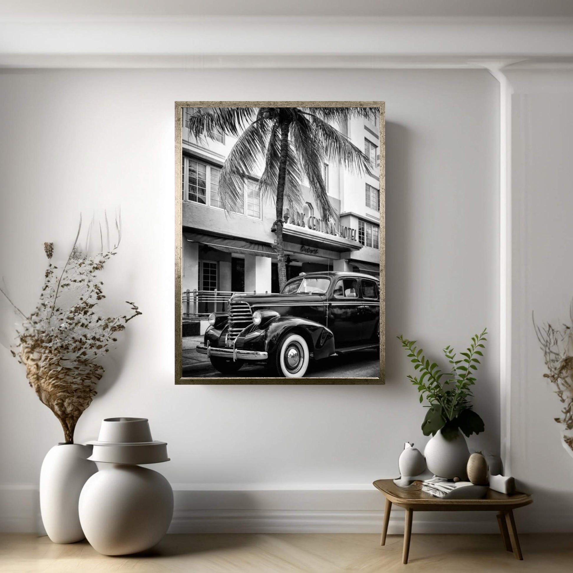 Vintage Car & Art Deco District Canvas Wall Art - Y Canvas