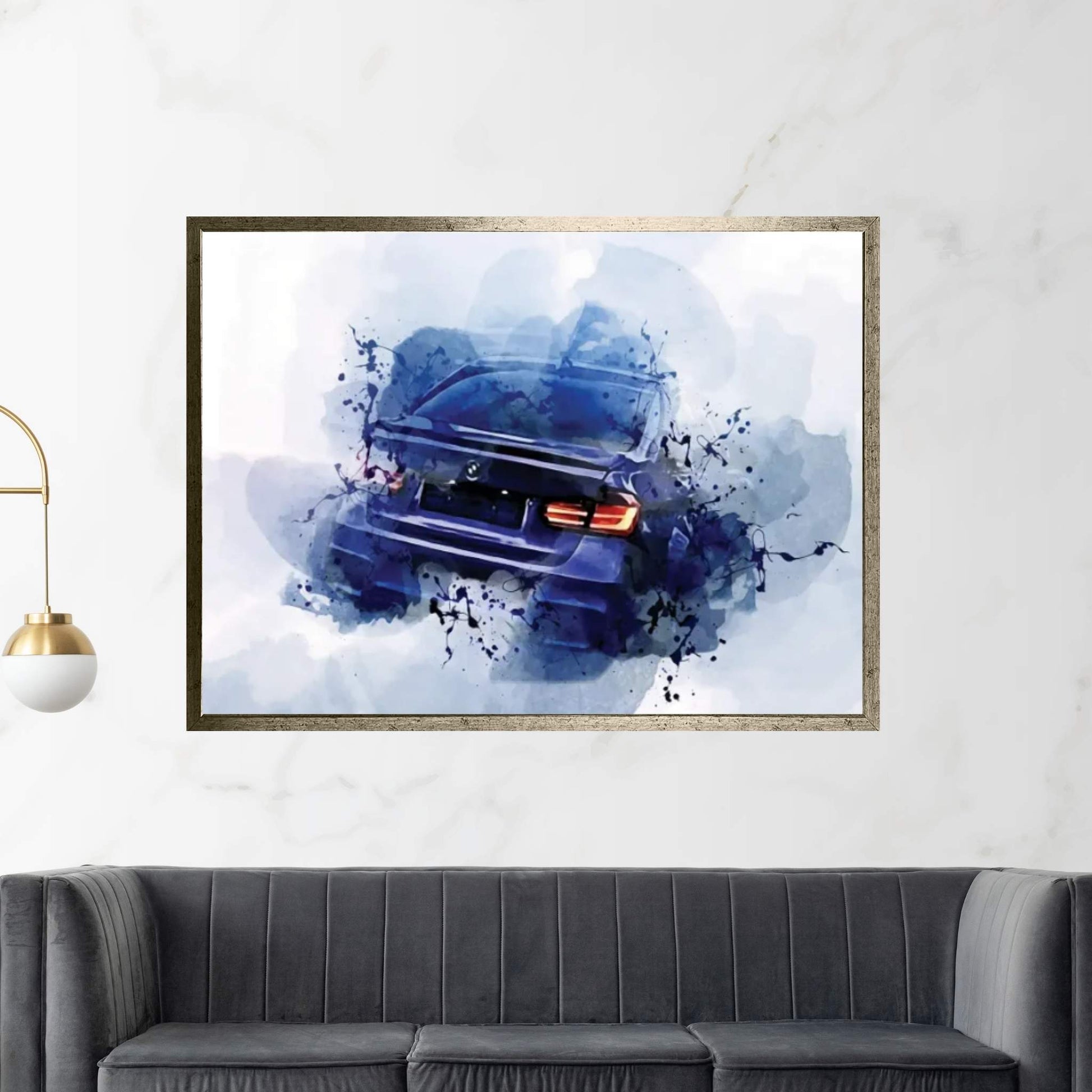 BMW M3 Rear View Exterior Blue Sedan New Blue M3 M3 Tuning German Cars BMW Canvas Wall Art - Y Canvas