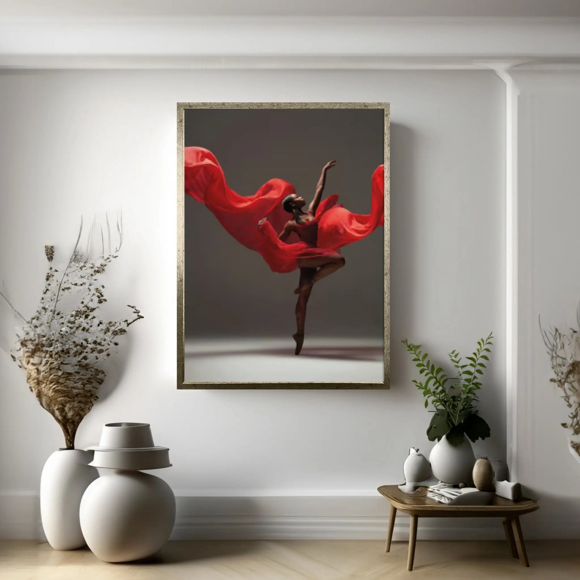 African American Woman Dancer, Black Ballerina Art Canvas Wall Art Decor - Y Canvas