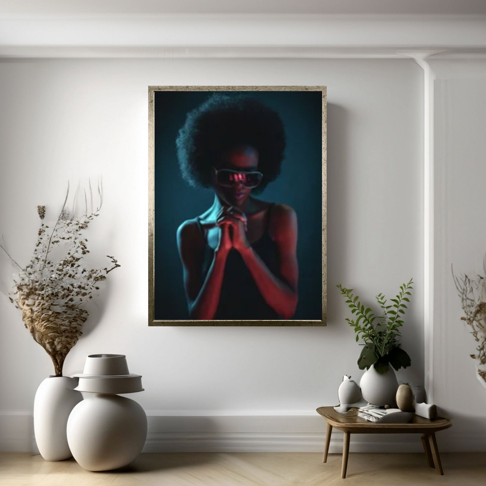 African Black Woman Portrait, Colorful Afro Art, African Woman Makeup Wall Art - Y Canvas