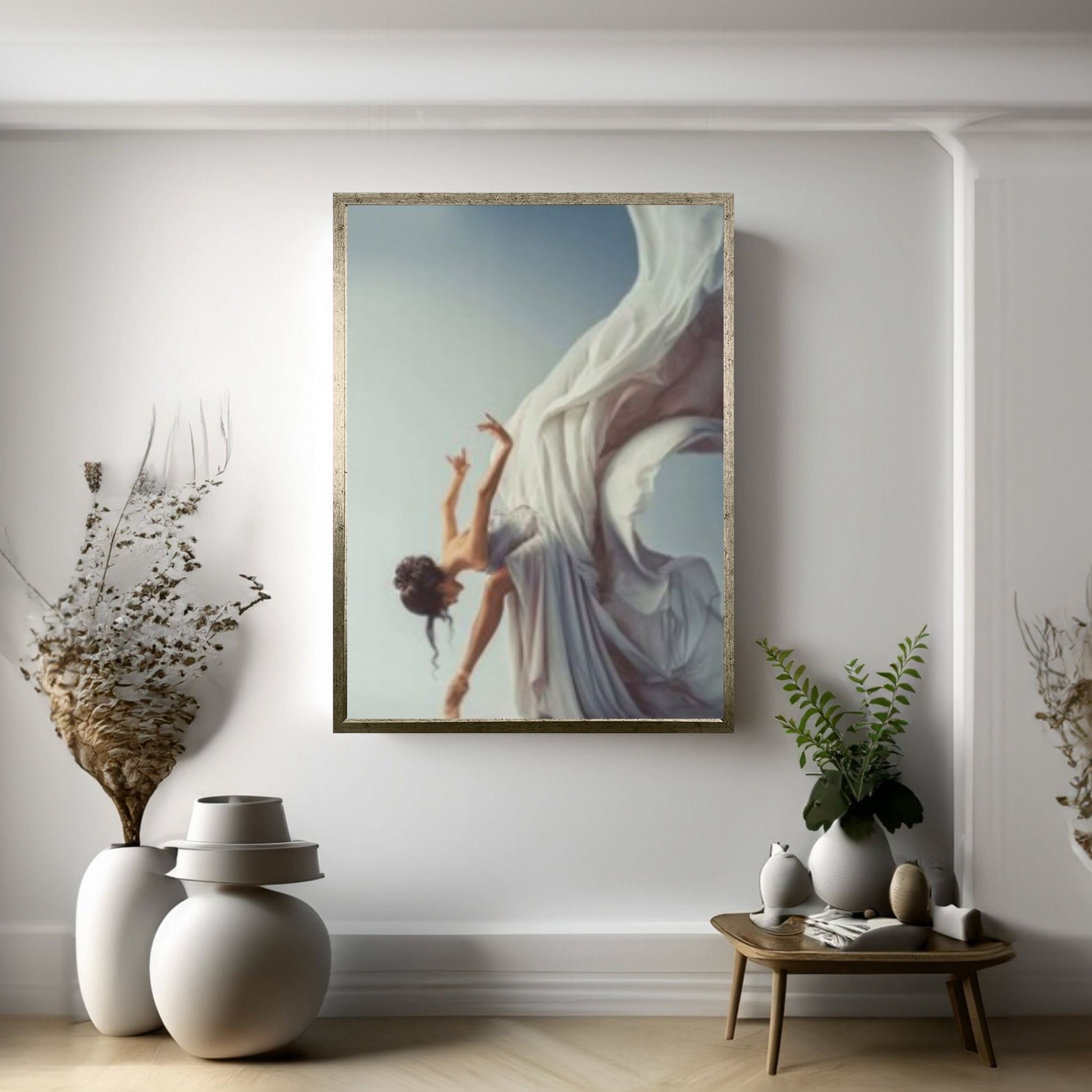 White Ballerina Art Canvas Wall Art Print, Wall Art on Canvas, Girl art canvas - Y Canvas