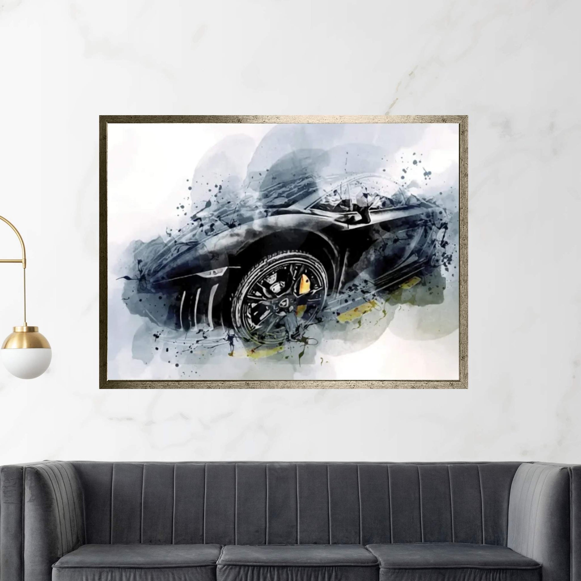 Lamborghini Gallardo Supercars Street Monochrome Canvas Wall Art - Y Canvas