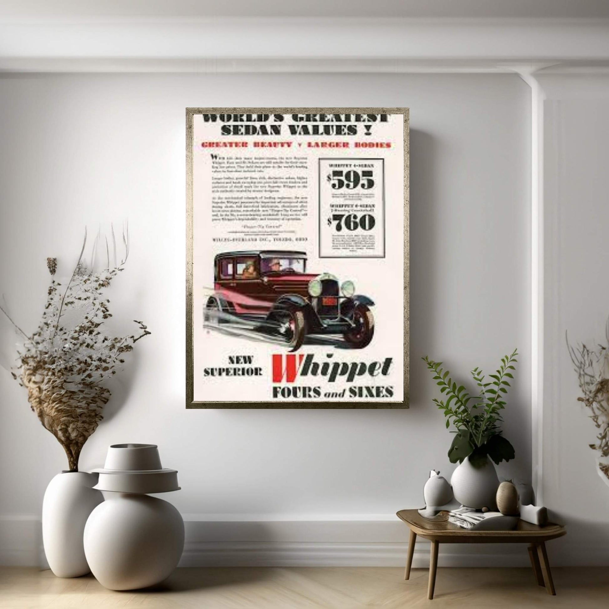 1929 Willys-Knight Magazine Advert Canvas Wall Art - Y Canvas