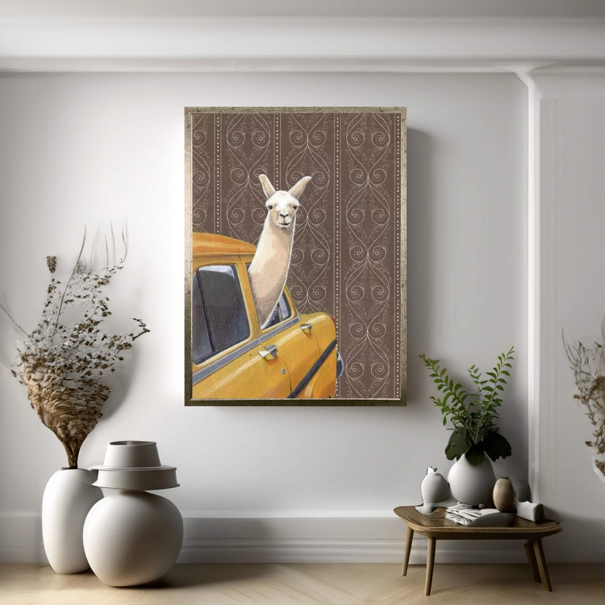 Taxin Llama Canvas Wall Art - Y Canvas