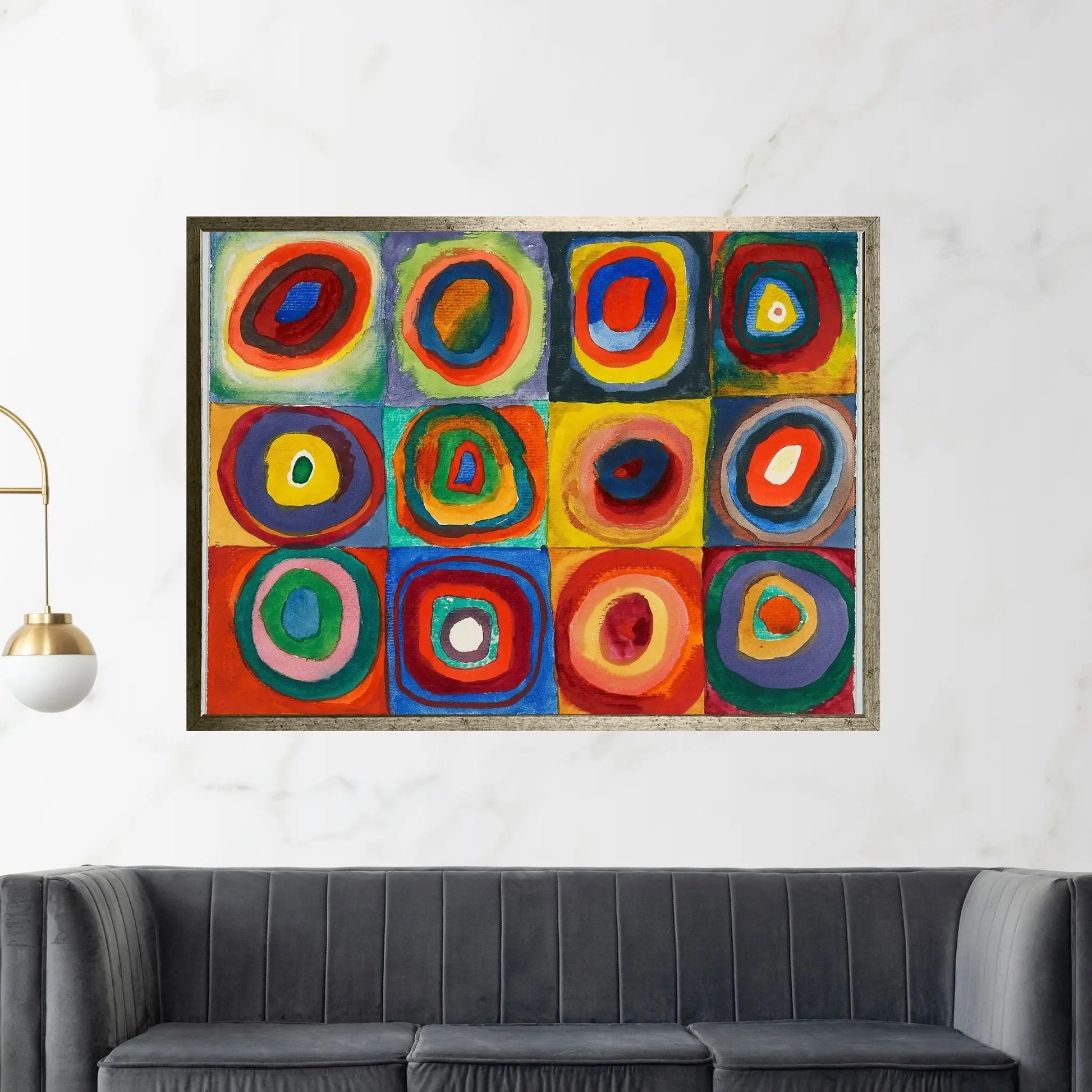 Squares with Concentric Circles Canvas Wall Art - Y Canvas