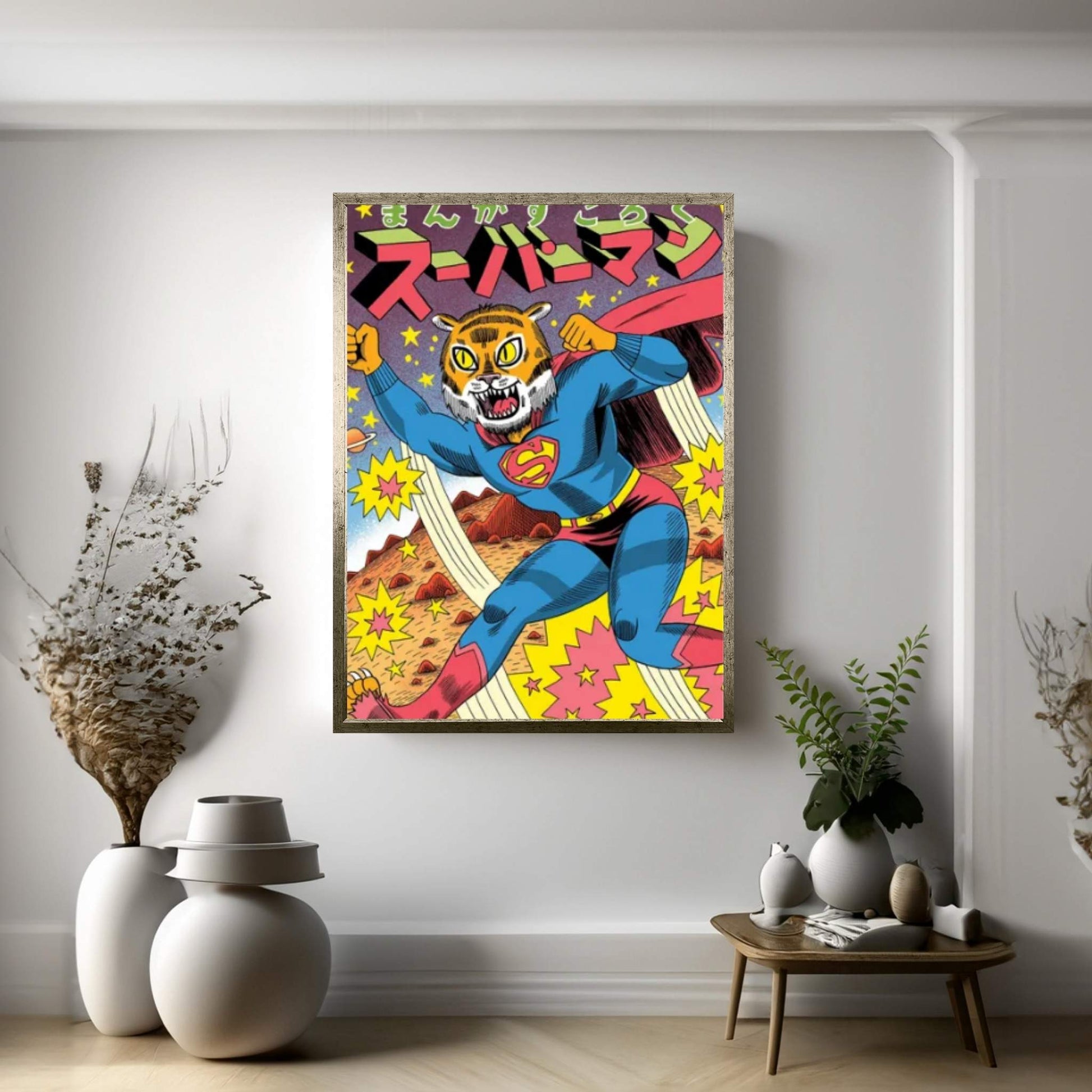 Tiger Superman Canvas Wall Art - Y Canvas