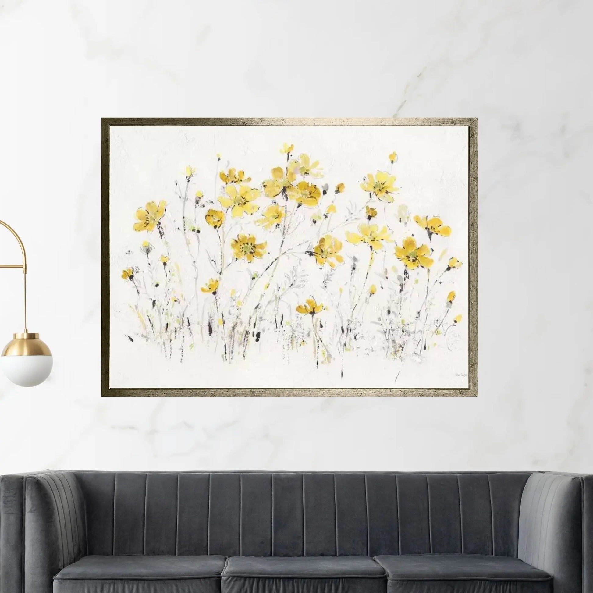 Wildflowers I Bright Yellow Canvas Wall Art - Y Canvas