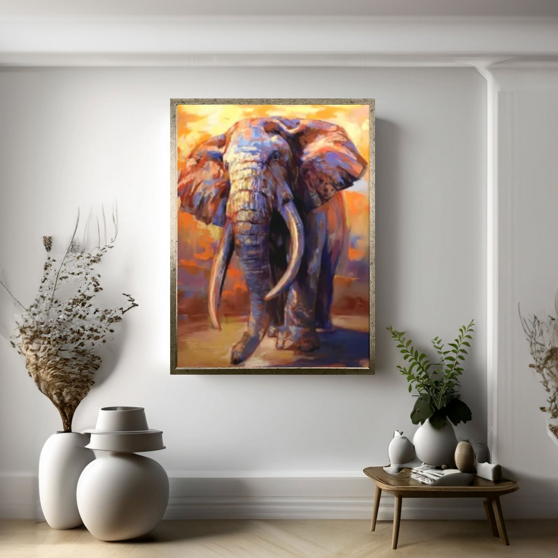 Abstract Animal Elephant Wall Art, Creative Animal Modeling Wall Art - Y Canvas