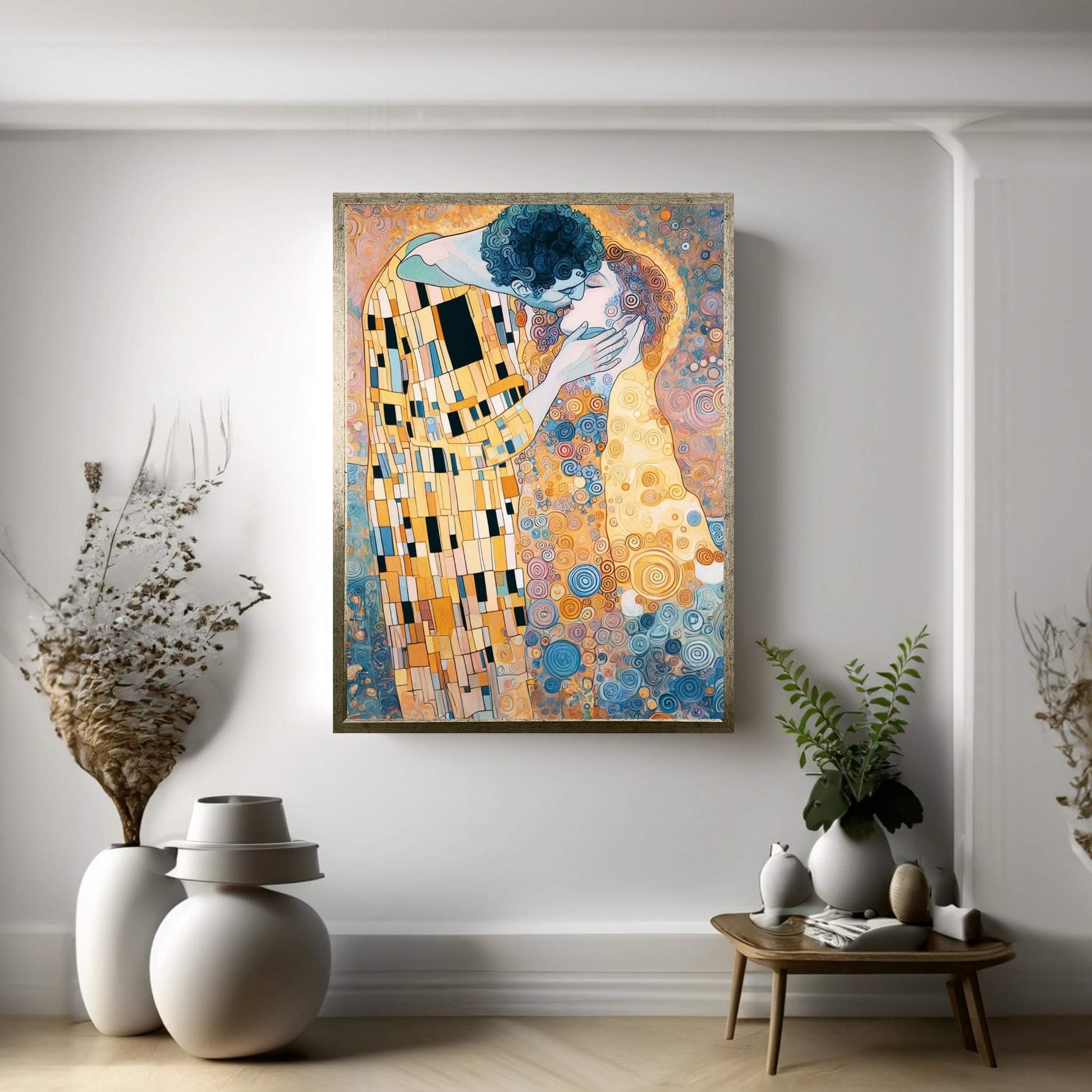 Gustav Klimt The Kiss Reproduction Canvas Wall Art - Y Canvas