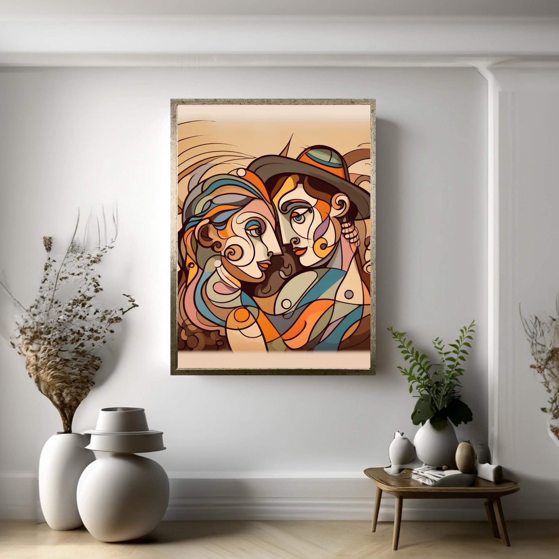 Love Couple Picasso Style Canvas Wall Art - Y Canvas