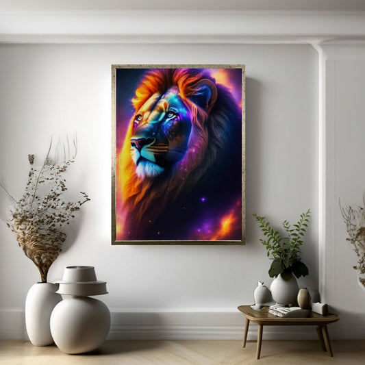 Animal Lion Canvas Wall Art, Creative Animal Modeling Wall Art - Y Canvas