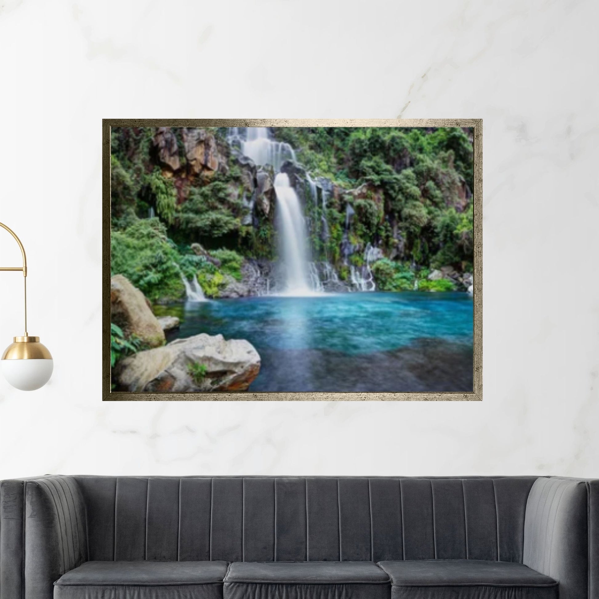 Island Beautiful Nature Waterfalls Canvas Wall Art - Y Canvas