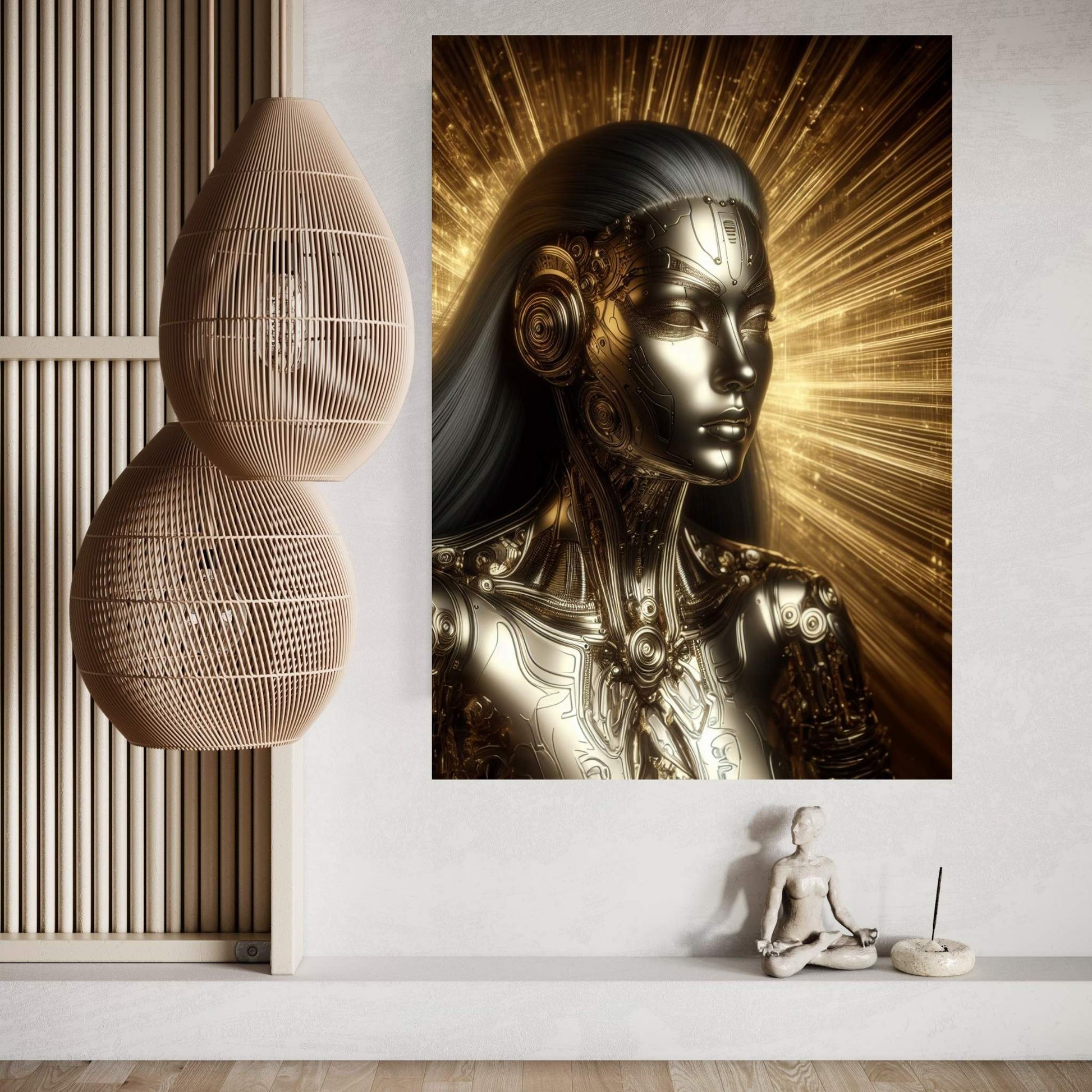 Gold Robotics Woman Canvas Wall Art - Y Canvas