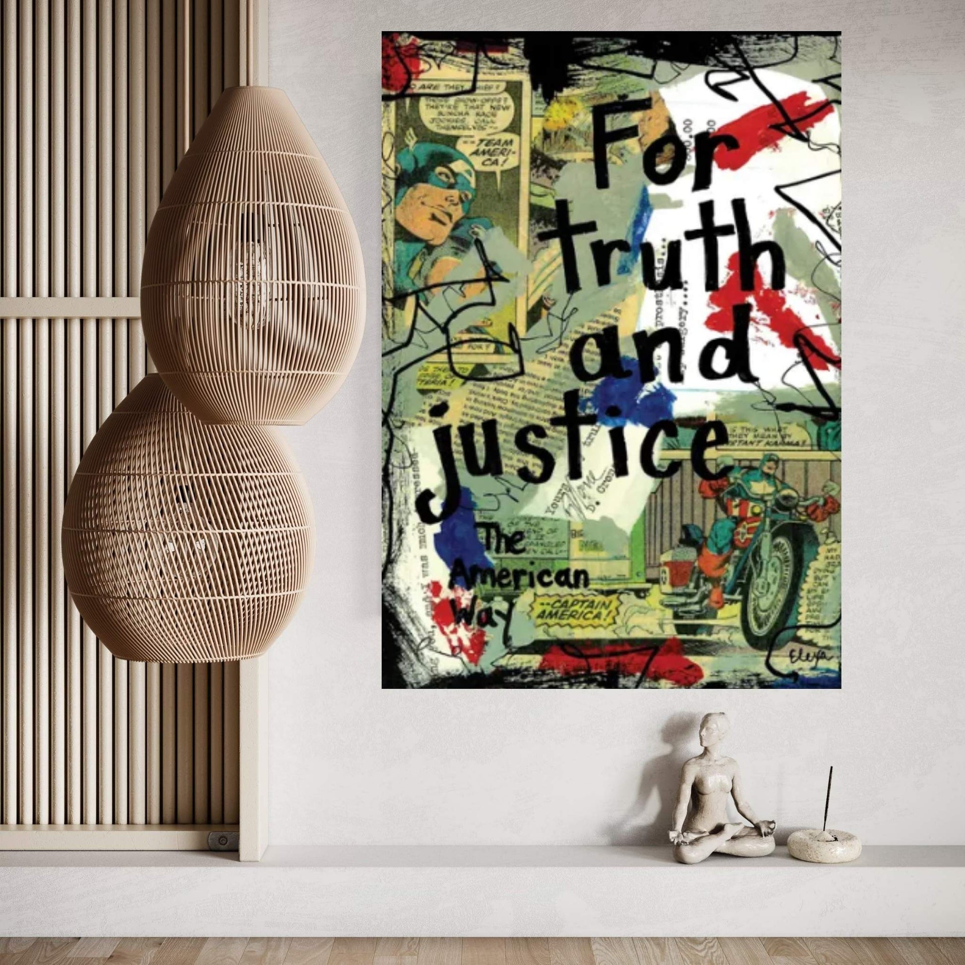 Truth Justice Captain America Canvas Wall Art - Y Canvas