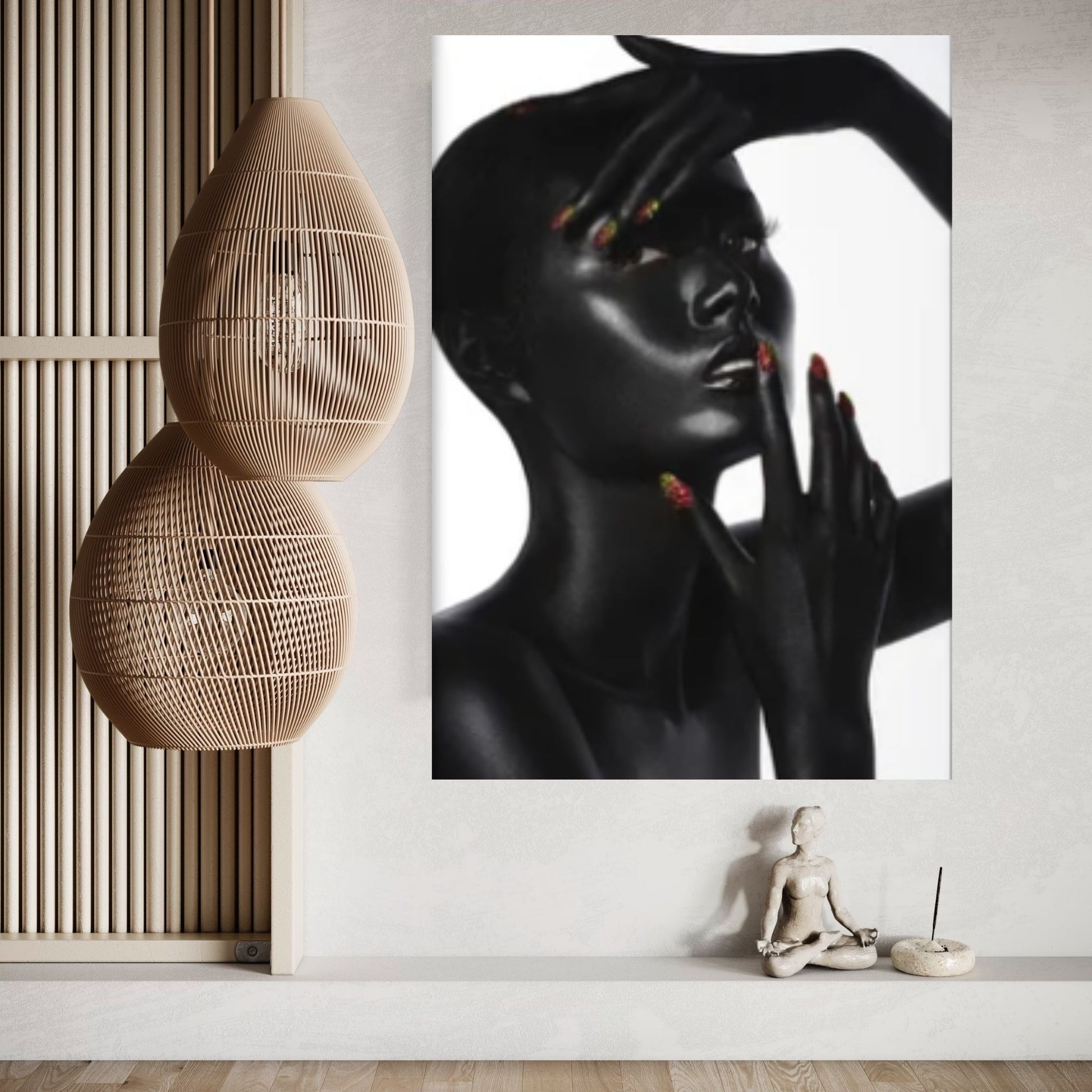 Black and Gold African Nude Woman, Scandinavian Wall Art Picture for Living Room - Y Canvas