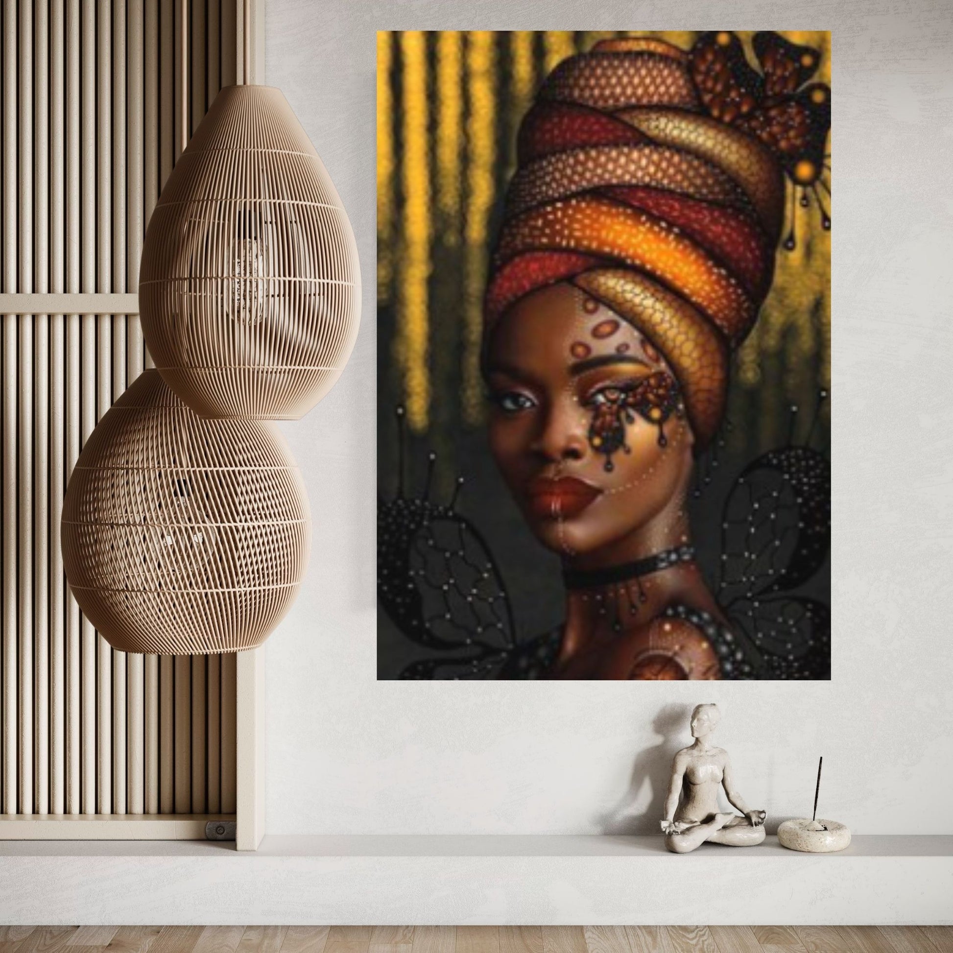 African Art Wall Decor, African Woman Makeup Wall Art, Abstract Canvas Art - Y Canvas