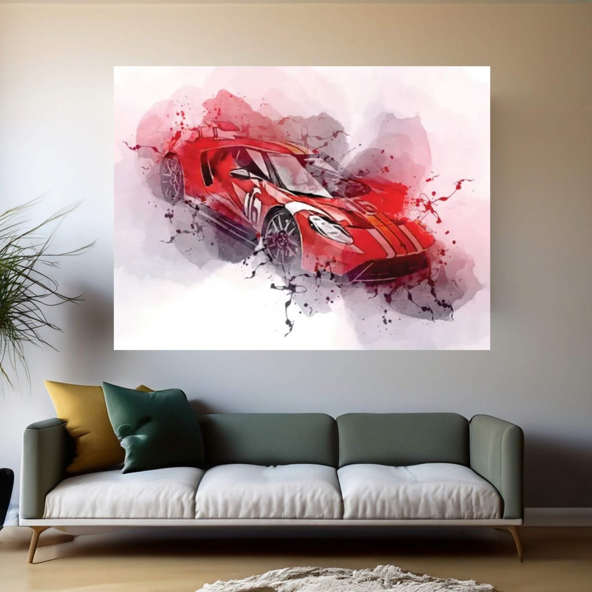 2022 Ford Gt Alan Mann Heritage Edition Exterior Red Canvas Wall Art - Y Canvas