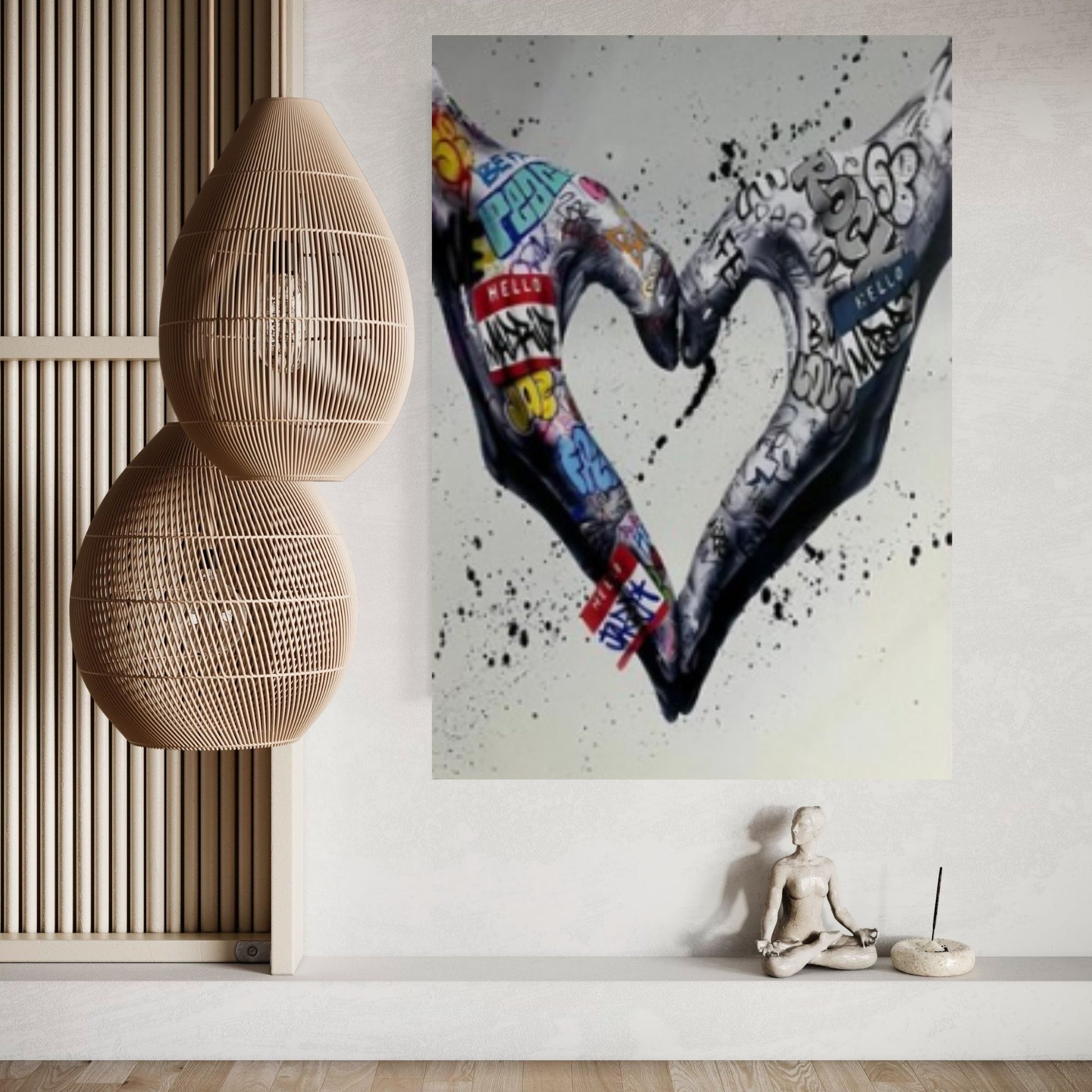 Couple Holding Hands Graffiti Painting, Love Wall Decoration, Graffiti Wall Art, Romantic Couple - Y Canvas