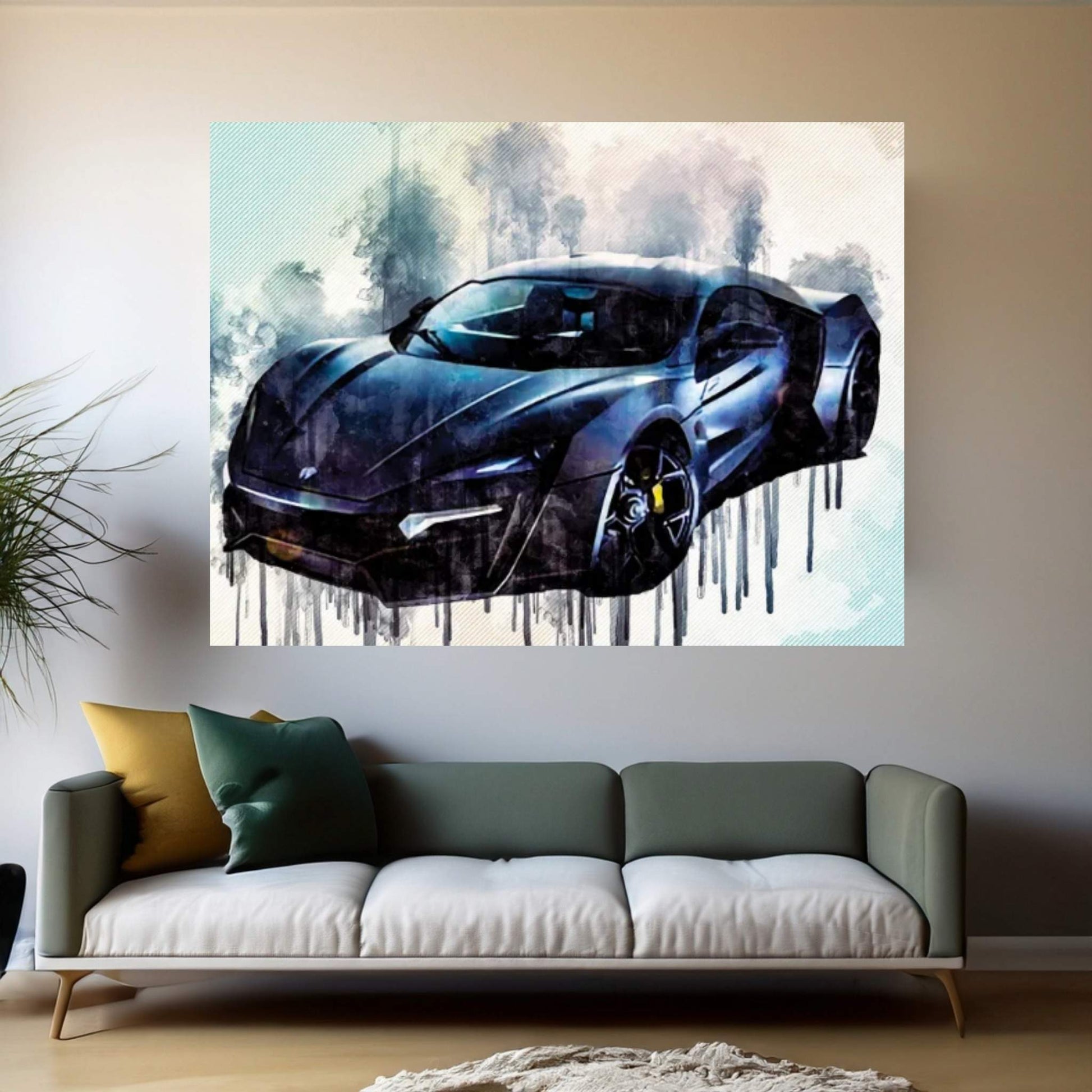 Lykan Hypersport 2017 Hypercar Gray Sports Supercar Canvas Wall Art - Y Canvas