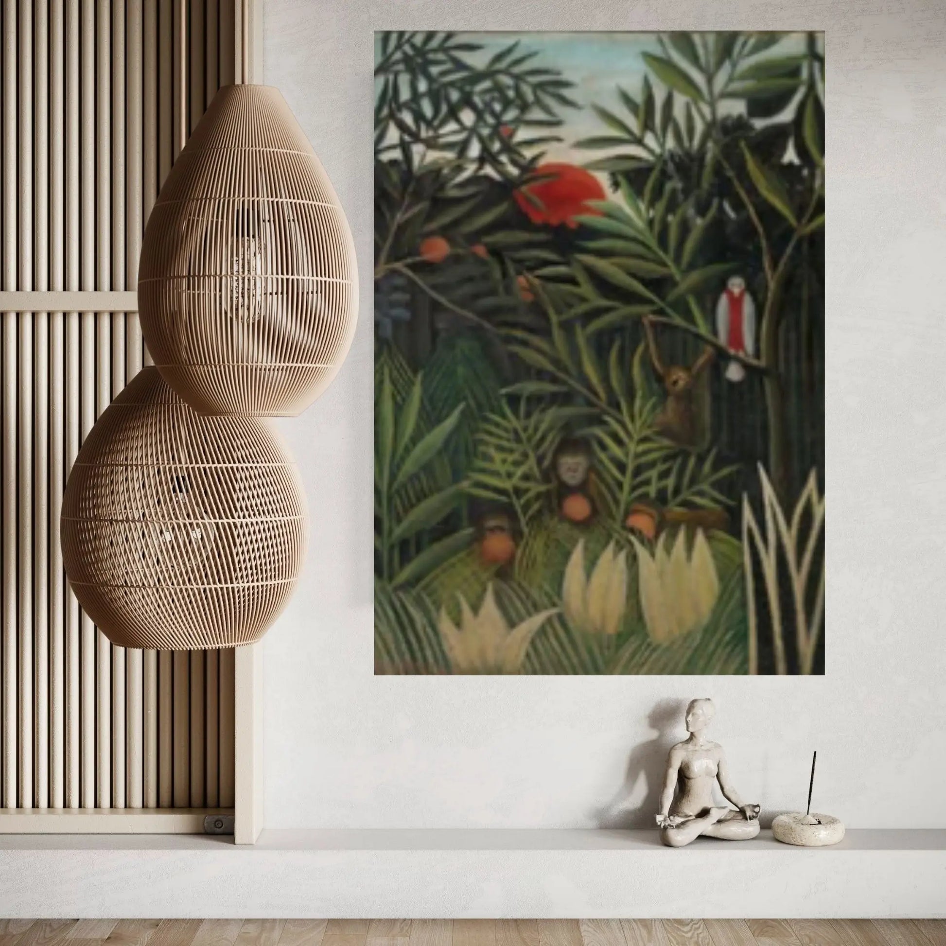 Henri Rousseau Monkeys and Parrot Canvas Wall Art Print, Henri Rousseau, Henri Rousseau Poster, Tropical Print Wall Art - Y Canvas