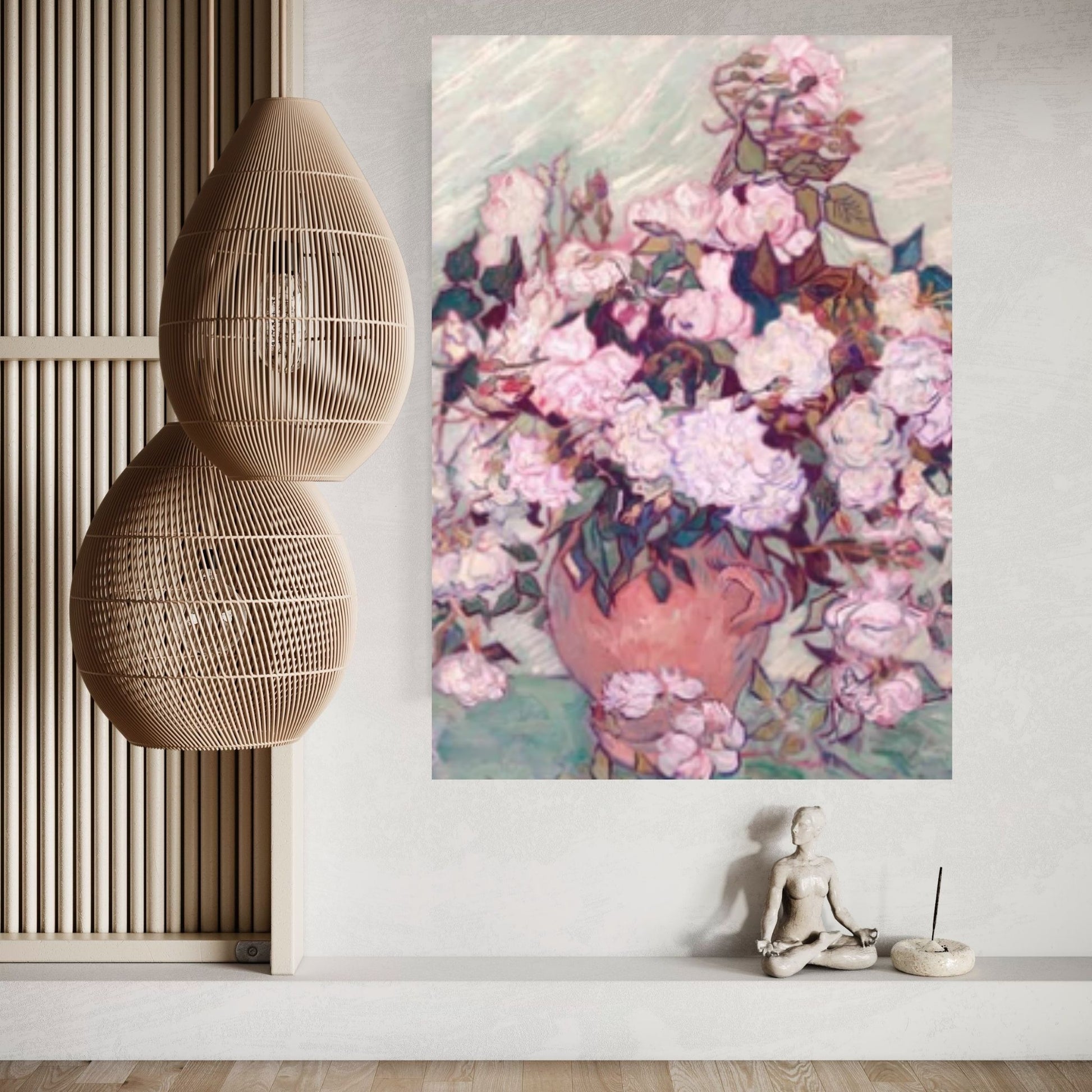 Vincent Van Gogh Canvas Wall Art Posters, Oleanders print,Roses in a vase Poster - Y Canvas