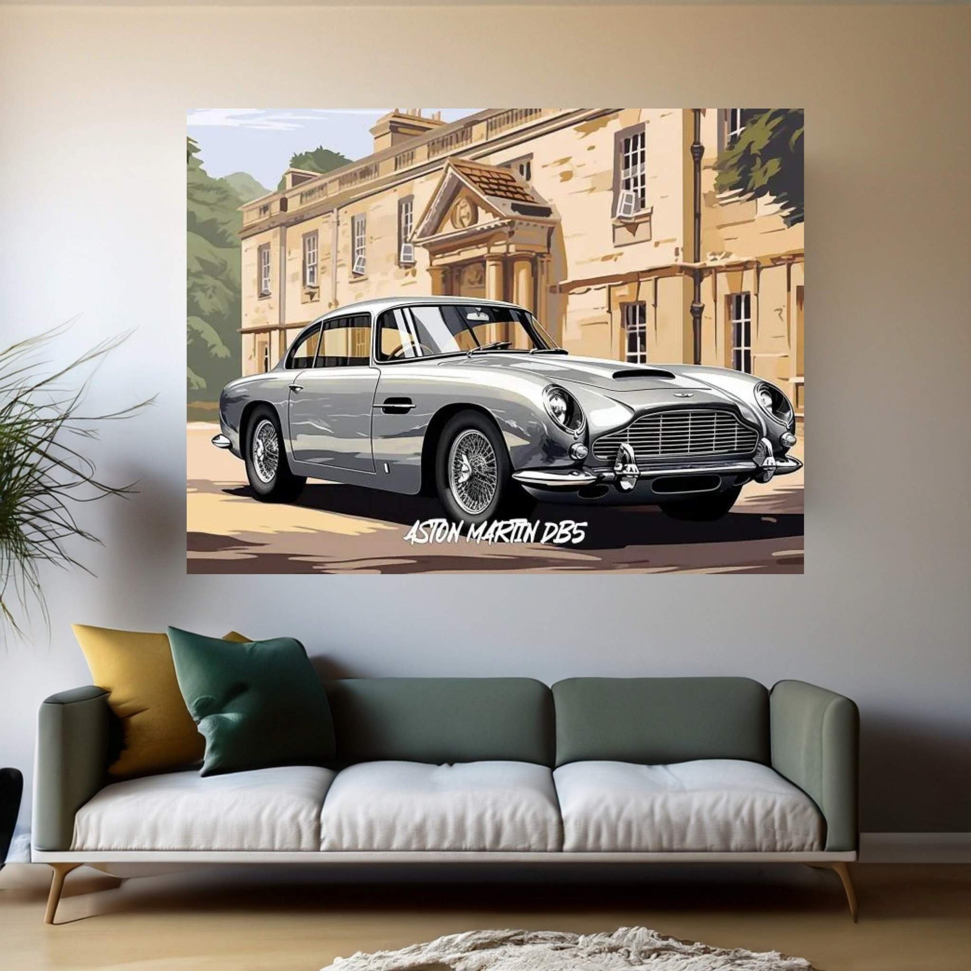 Aston Martin DB5 Comic Canvas Wall Art - Y Canvas