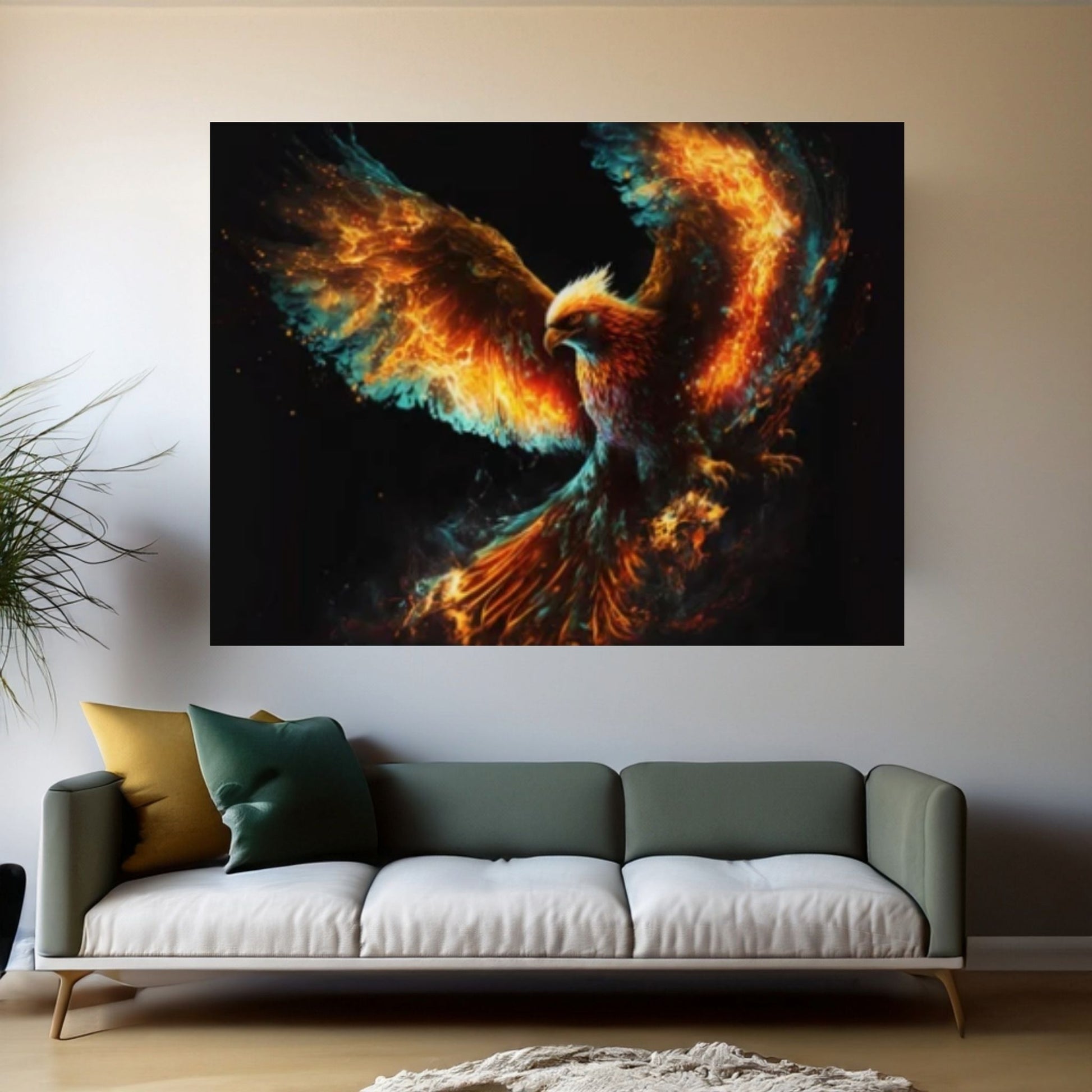 Phoenix Wall Art, Huge Canvas Wall Decor,Phoenix Rebirth Canvas - Y Canvas