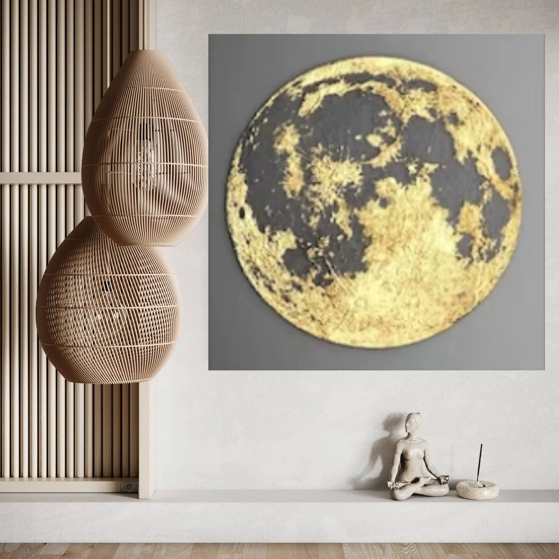 3d Wall Art, Canvas Home Decor, Gold Moon Canvas Print, Modern Canvas Art Painting - Y Canvas