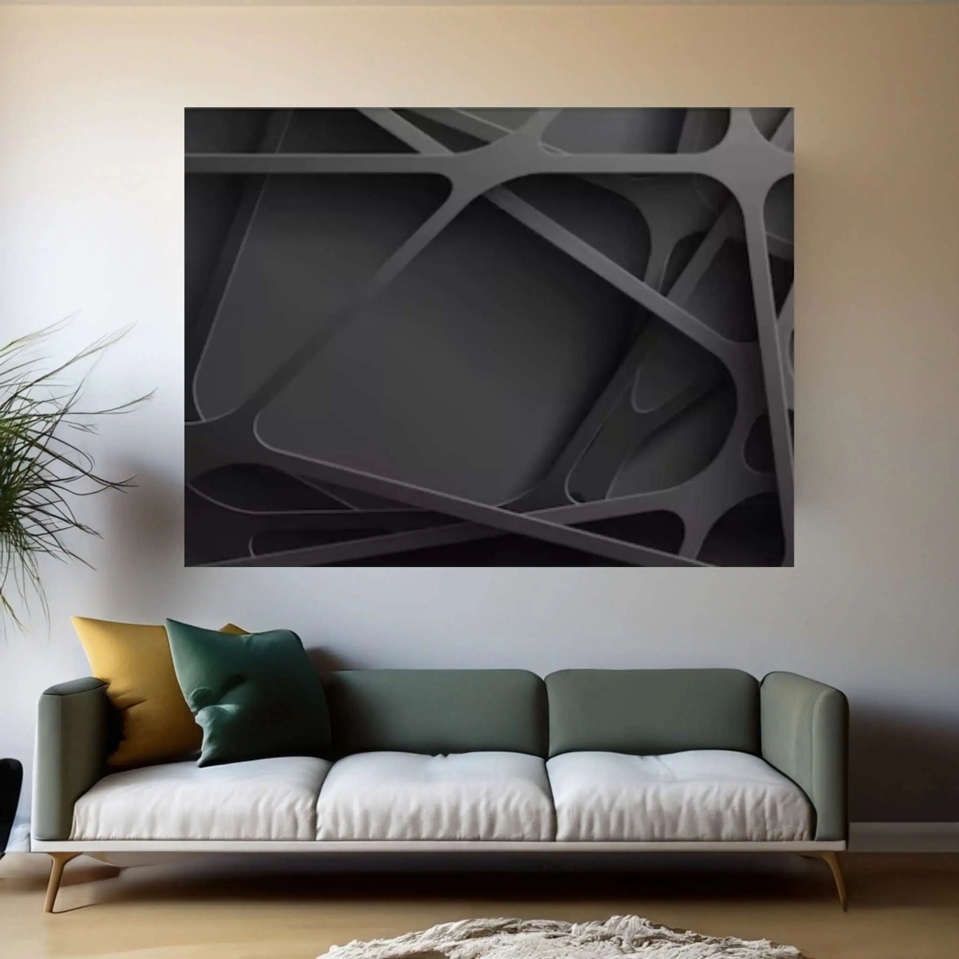 Black Canvas 3D Effect Canvas Wall art, Metallic Effect Canvas - Y Canvas