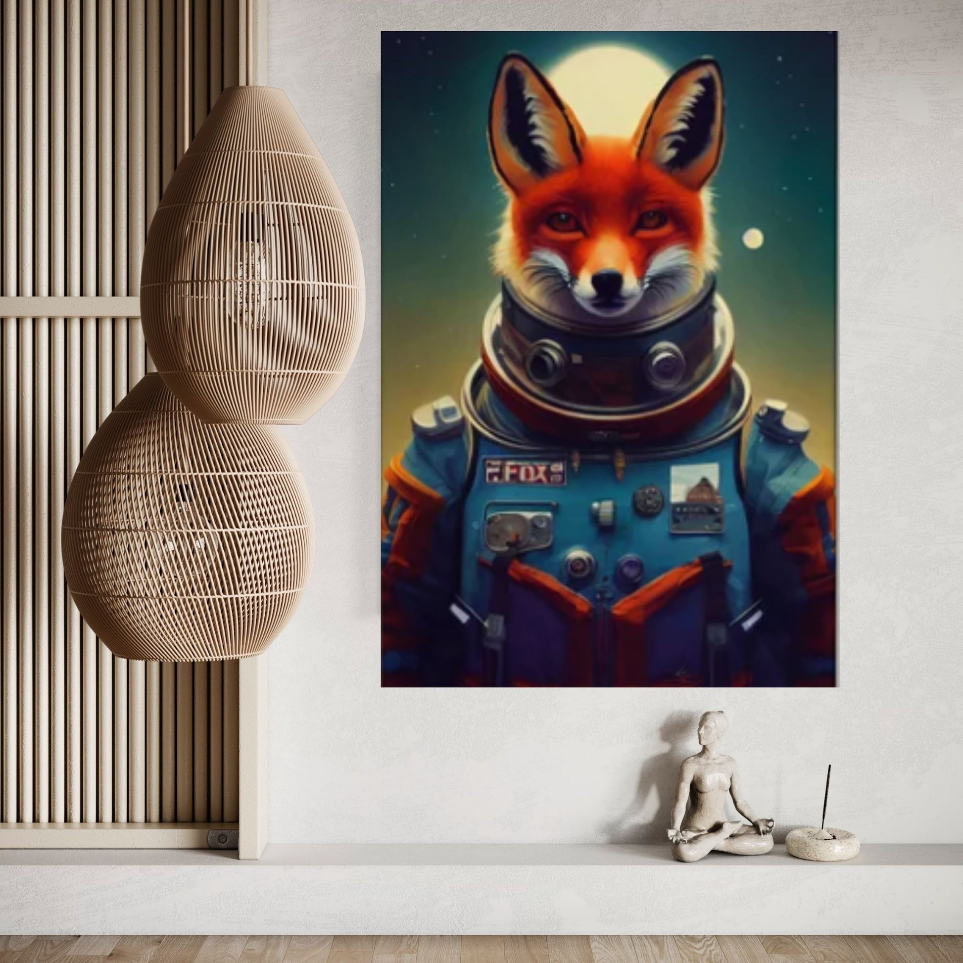 Abstract Anime Animal Fox Wall Art, Creative Animal Modeling Wall Art - Y Canvas