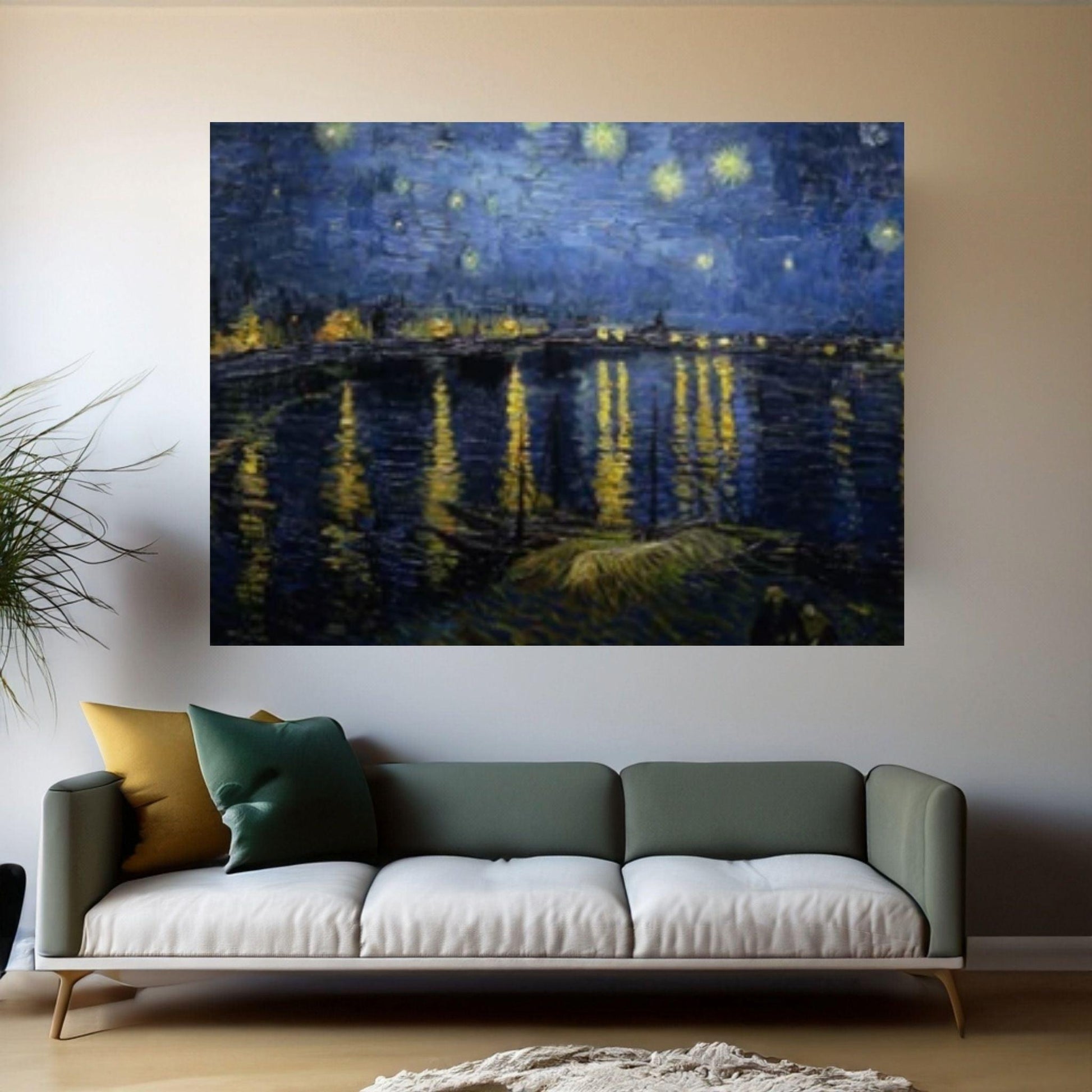 Vincent Van Gogh Wall Canvas Art Canvas, The Rhone Art Poster Starry Night Over - Y Canvas