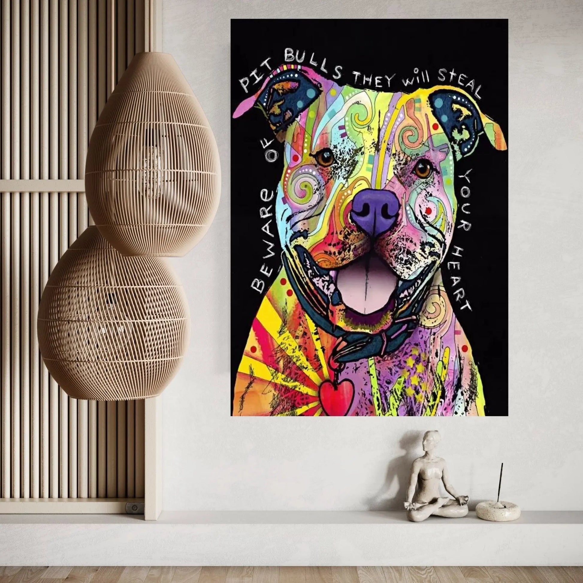 Beware of Pit Bulls Canvas Wall Art - Y Canvas