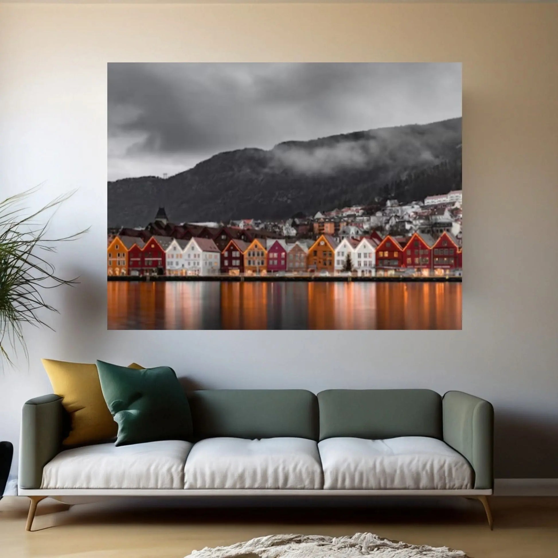 Norway Art Canvas Poster/Gift/Printed Famous Places Art Canvas-Bryggen Bergen Pictures - Y Canvas