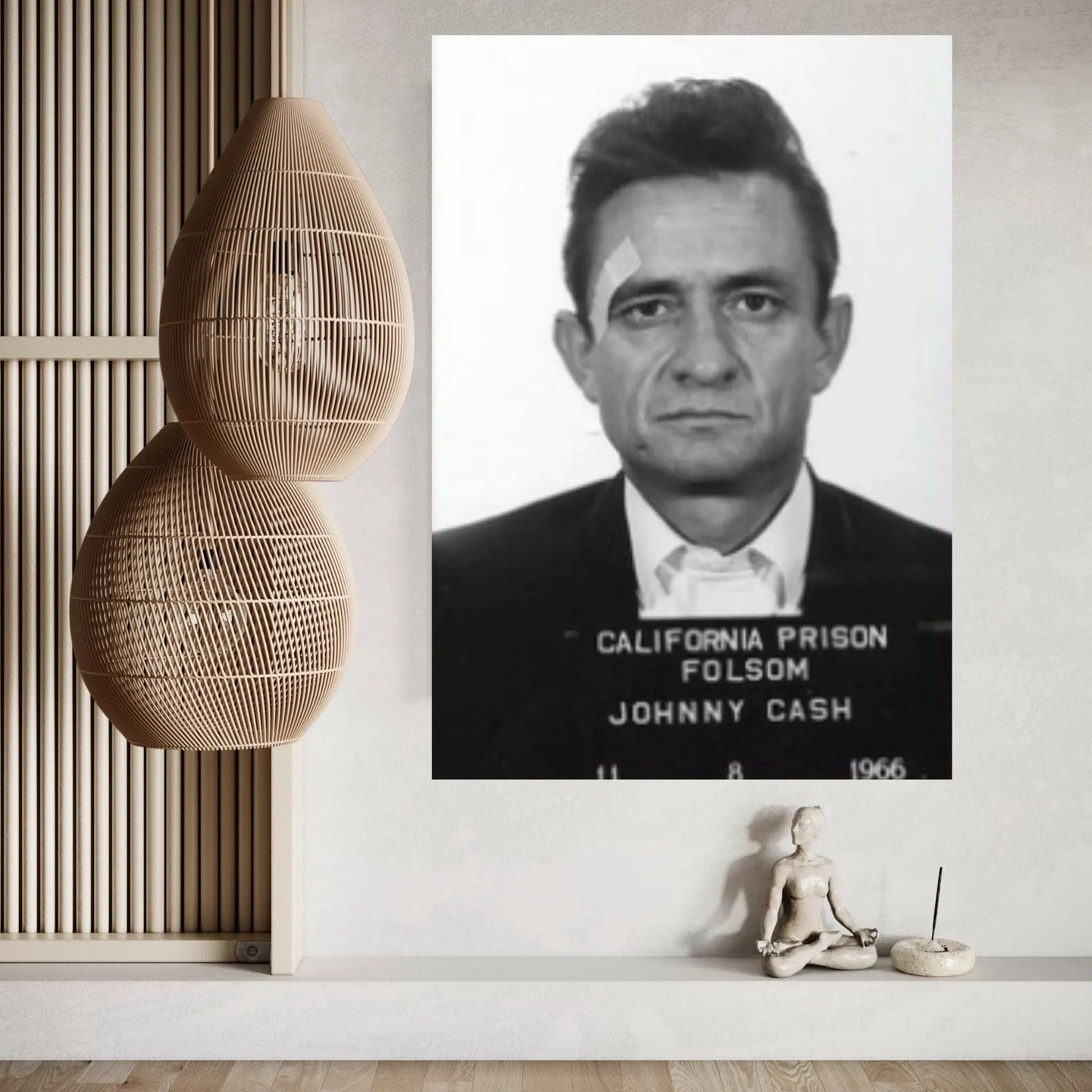 Johnny Cash - Mugshot Black White Canvas Wall Art Poster Print - Y Canvas