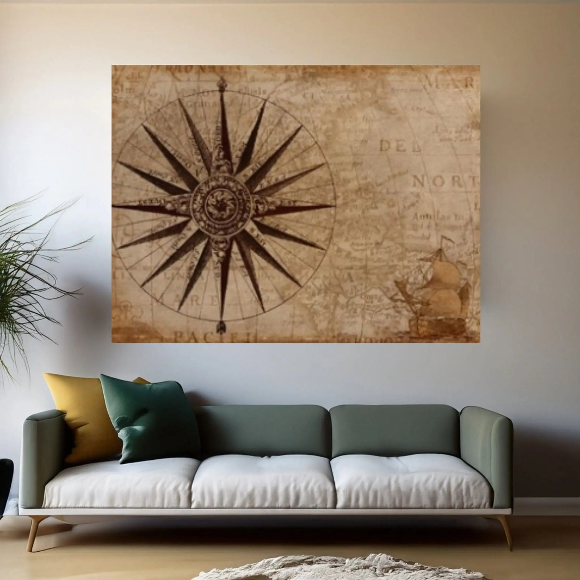 Compass, Wind Rose Canvas wall Art Home Decor - Y Canvas