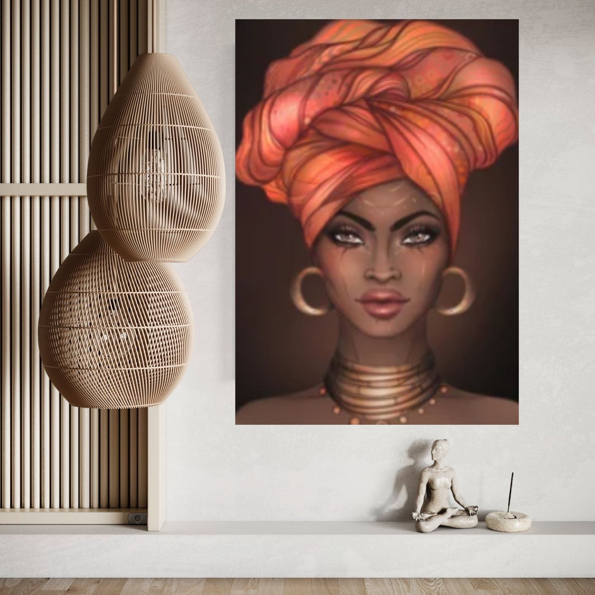 African Art Wall Decor, African Woman Makeup Wall Art, Abstract Canvas Art - Y Canvas