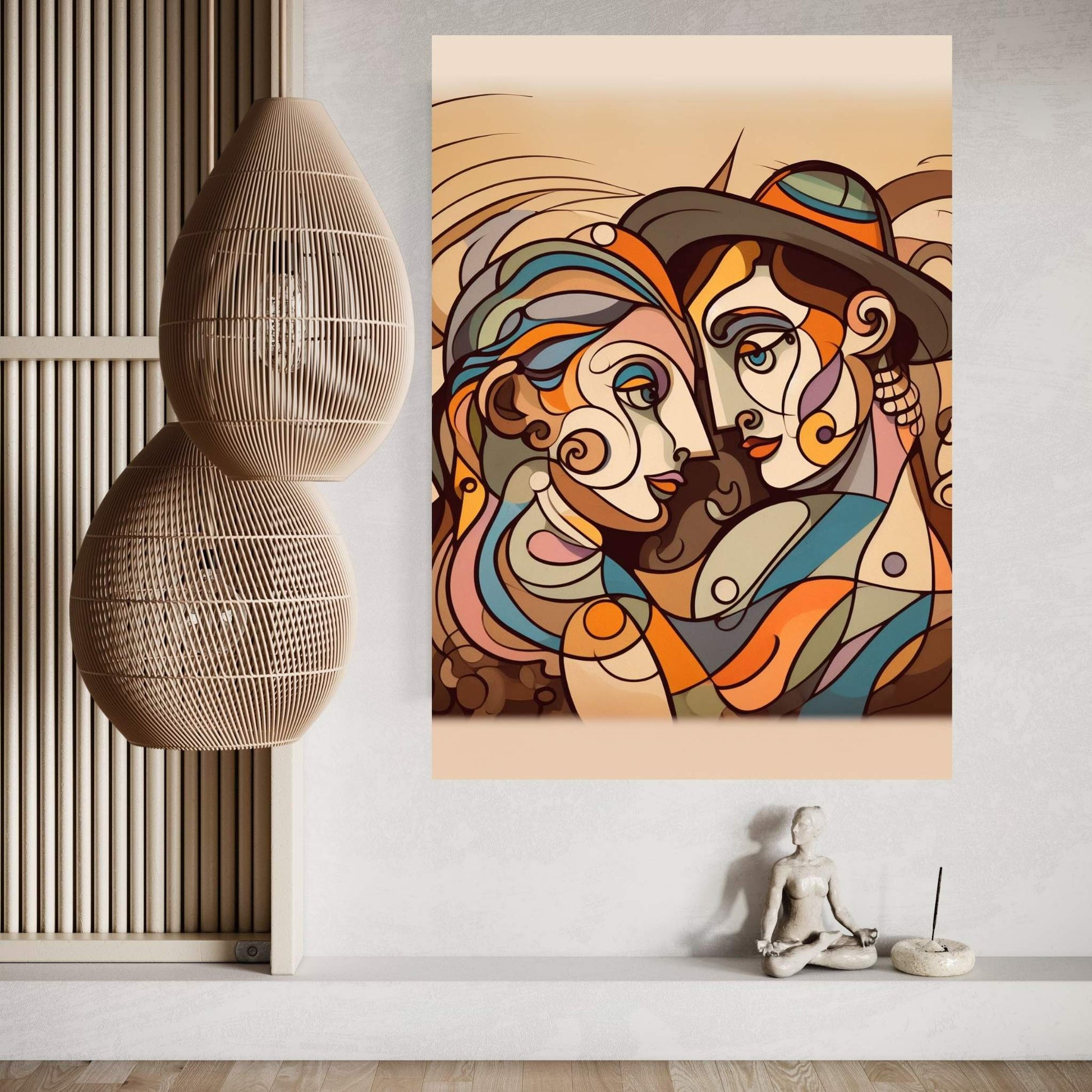 Love Couple Picasso Style Canvas Wall Art - Y Canvas