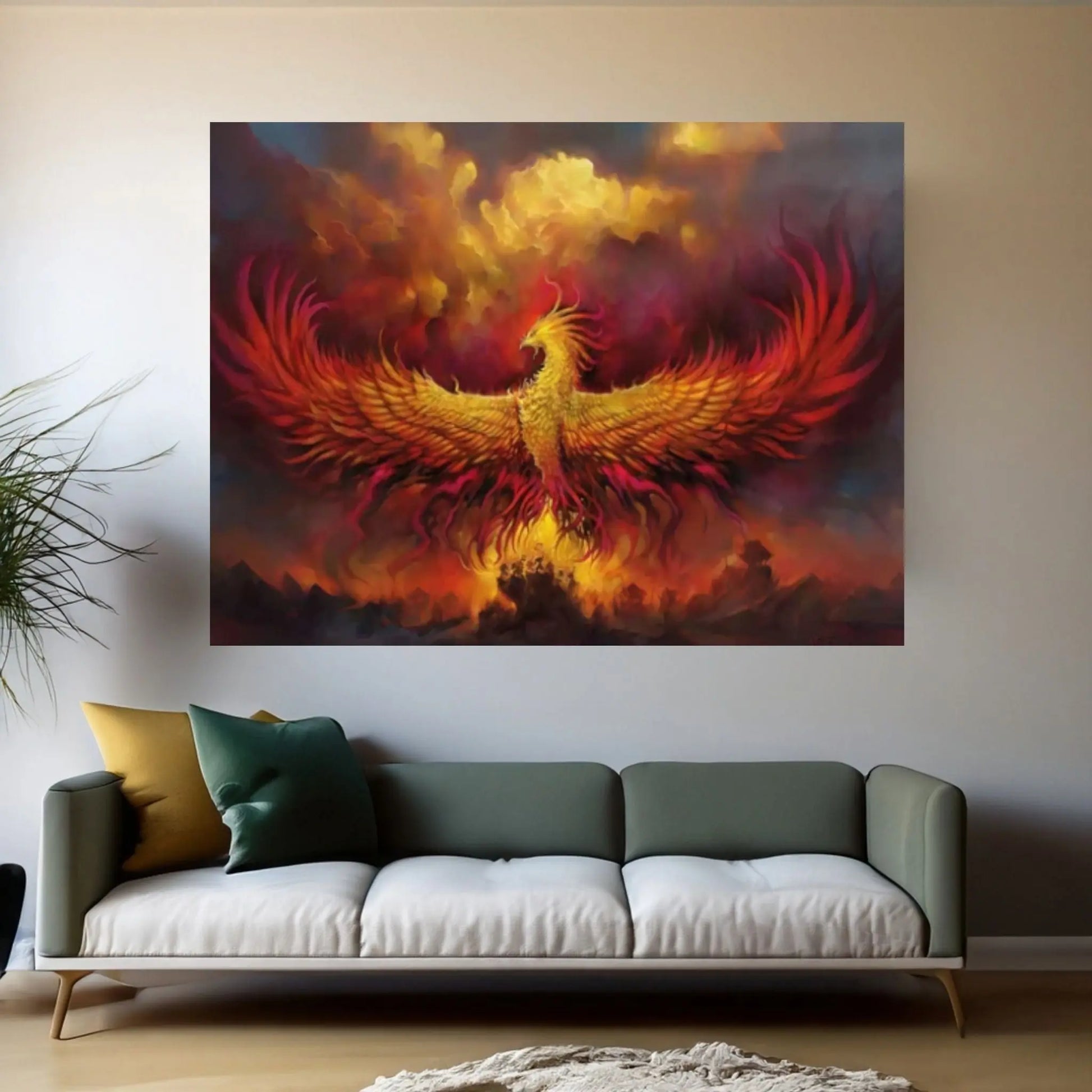 Phoenix Rebirth Canvas, Canvas Wall Art Print Poster Frame Option Canvas Design - Y Canvas