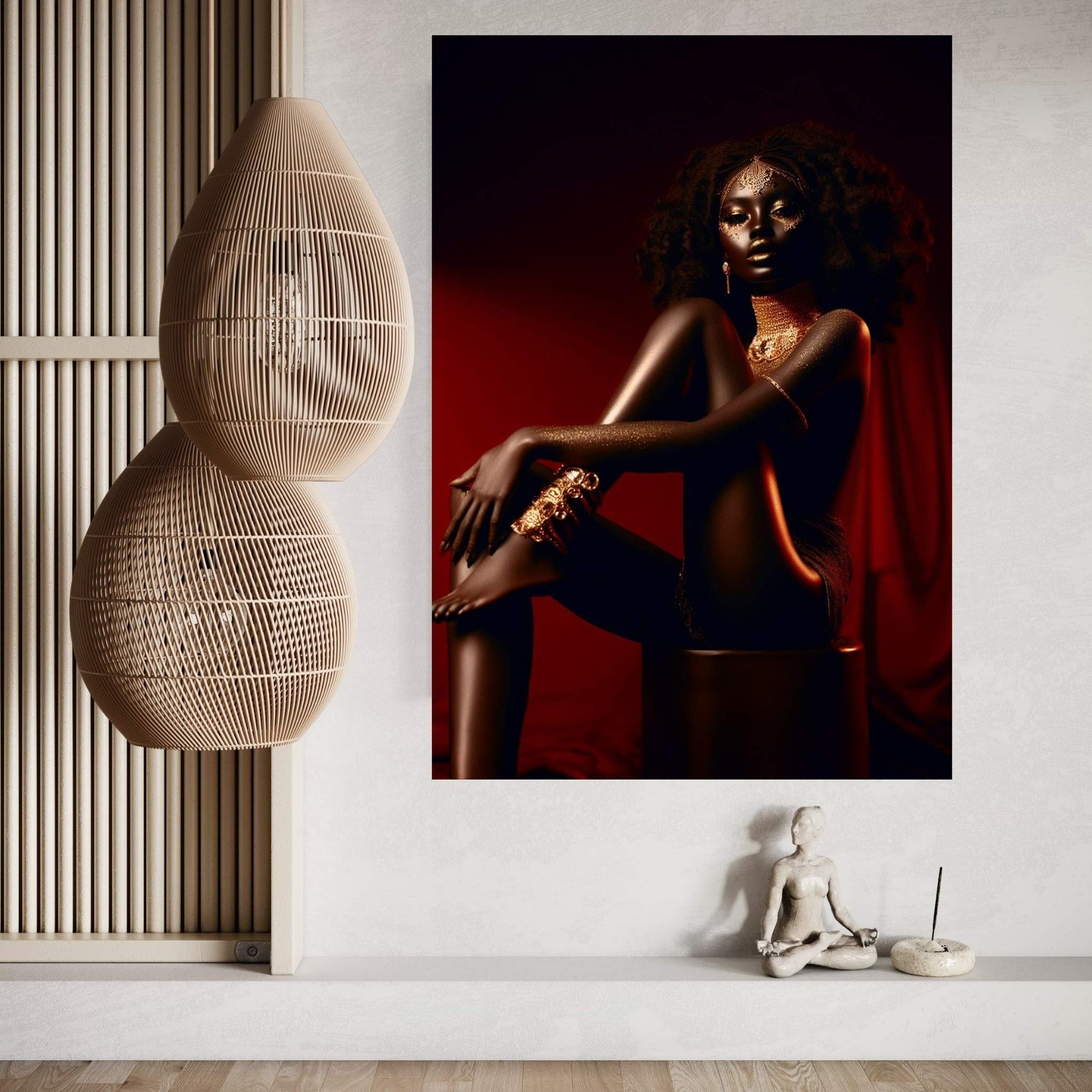 African Black Woman Gold Make-up Canvas Canvas Wall Art - Y Canvas