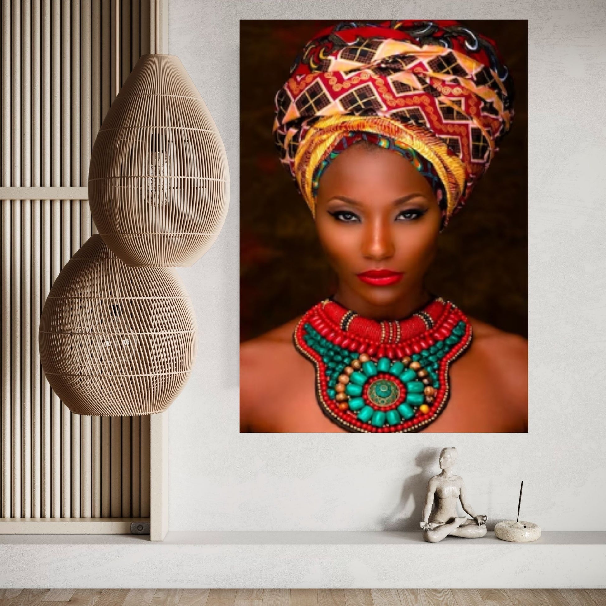 African Woman Portrait Wall Art /African Woman Canvas Print / African American Home Decor Black Woman Make Up - Y Canvas