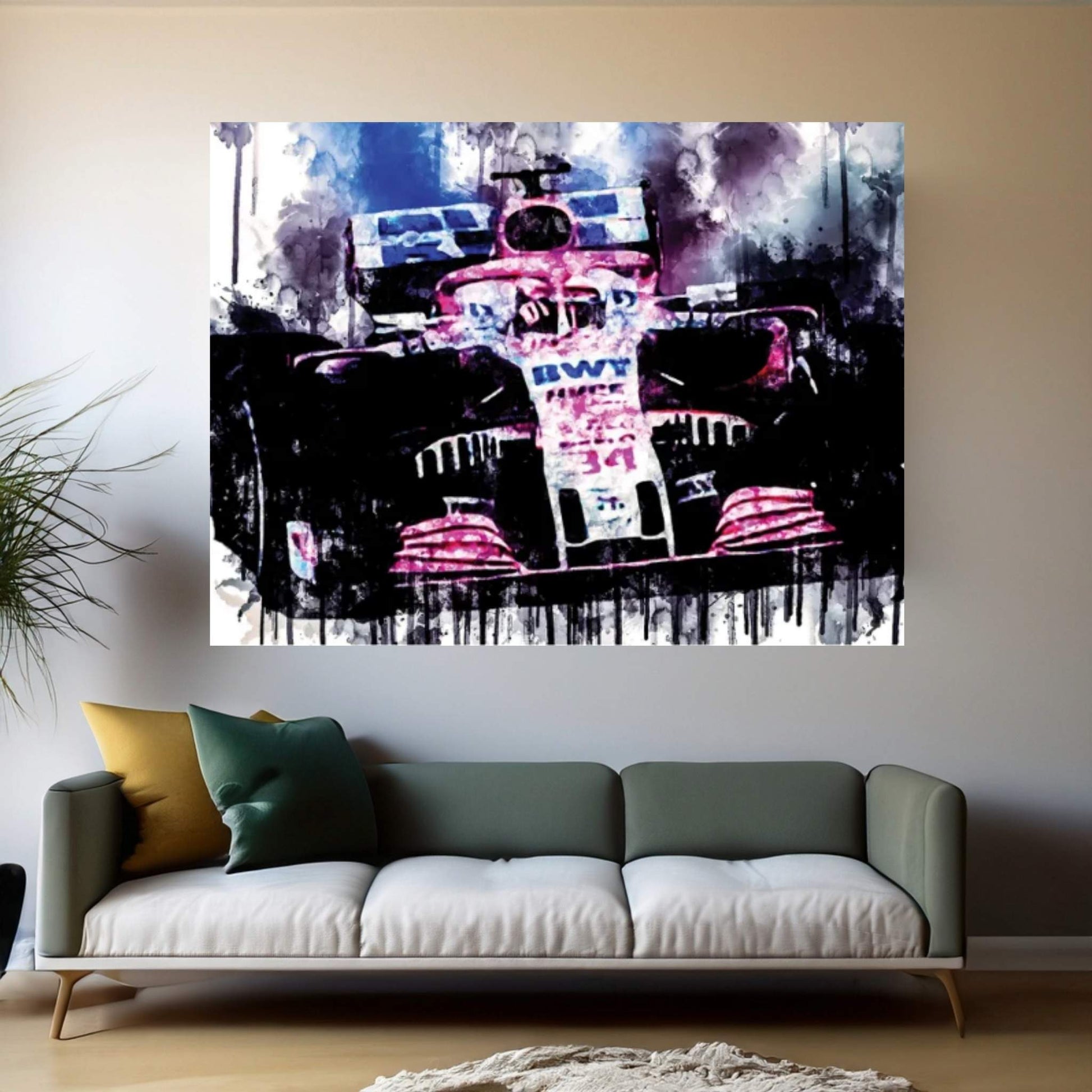 2018 Force India VJM11 F1 Formula Car Vehicle CDXCIX Canvas Wall Art - Y Canvas