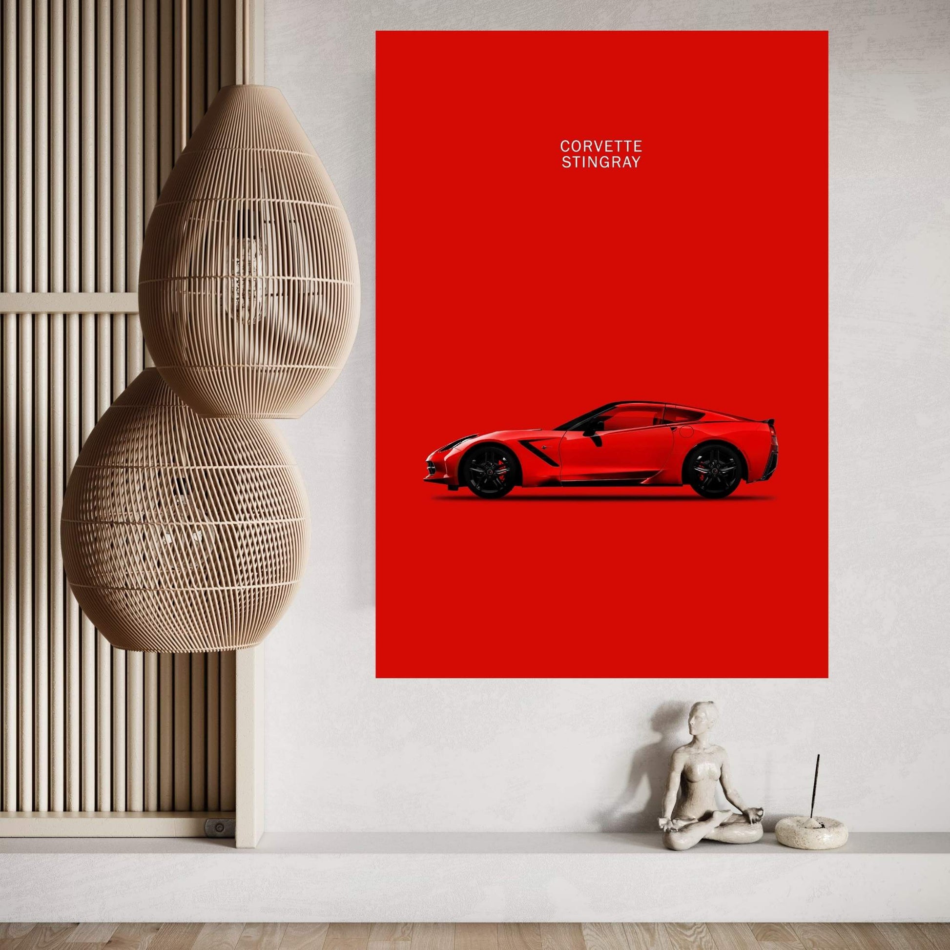 Chevrolet Corvette Stingray (Red) Canvas Wall Art - Y Canvas